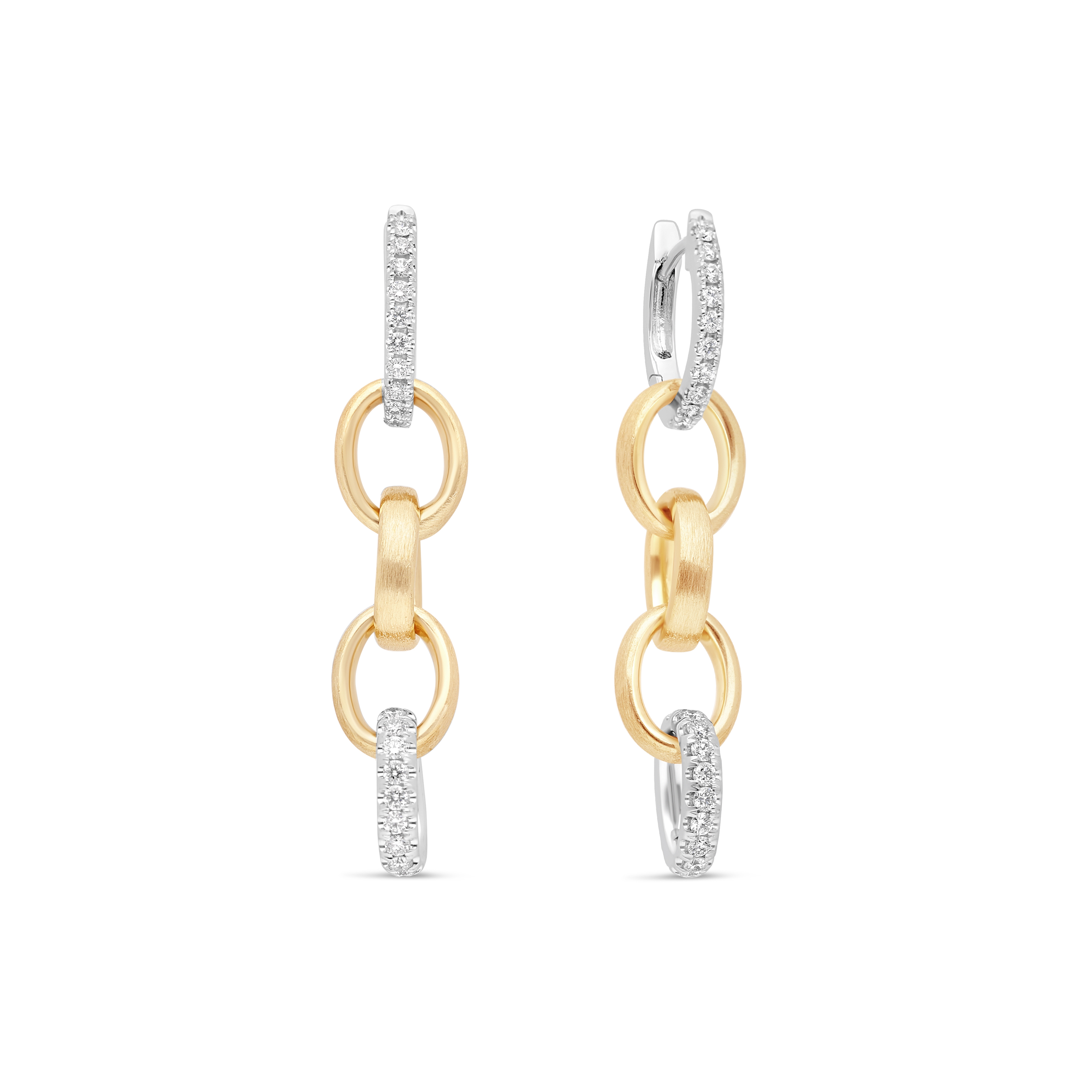 Boucles d'oreilles Maillons or jaune, or blanc, diamants Raynal