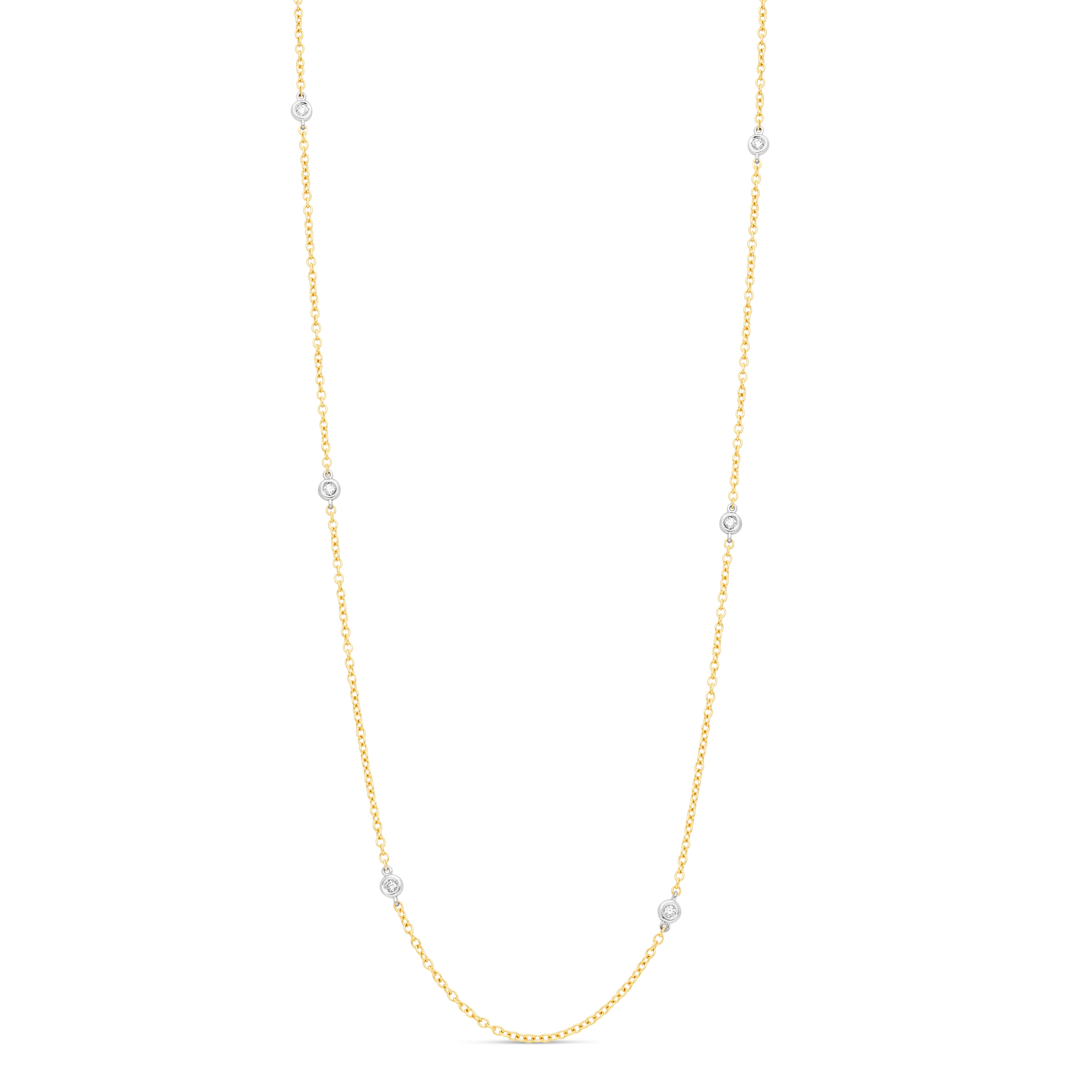 Collier sautoir or jaune, or blanc, diamants Raynal