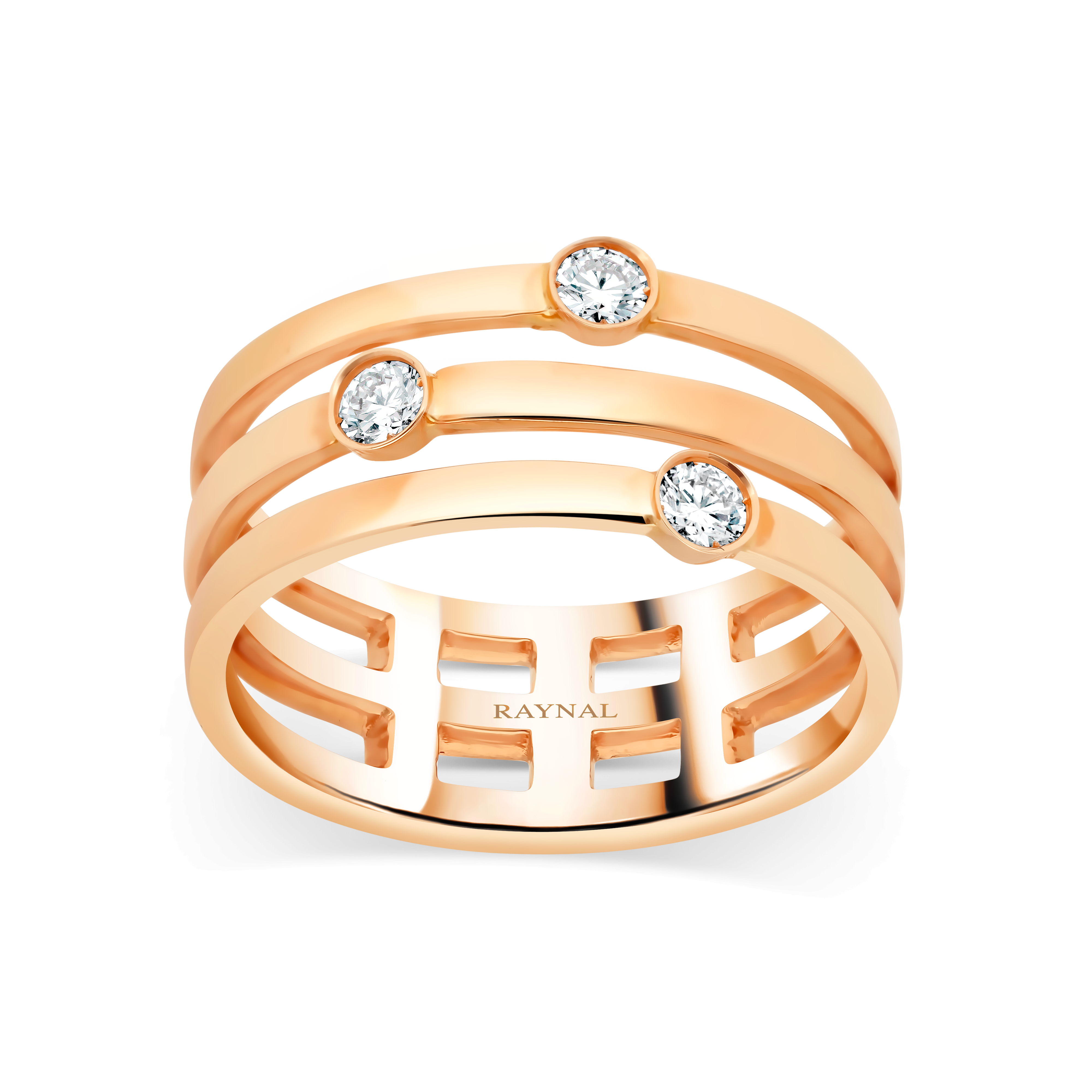 Bague Fil or rose diamants Raynal