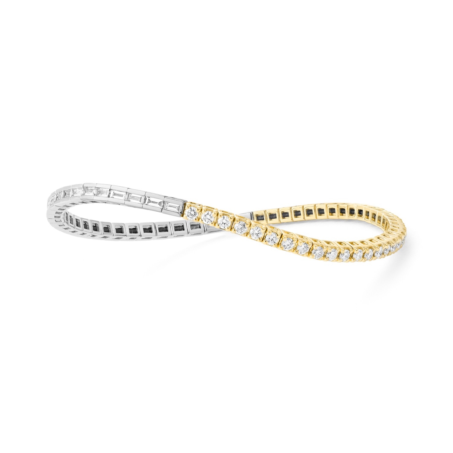 Bracelet Riviere or jaune or blanc diamants