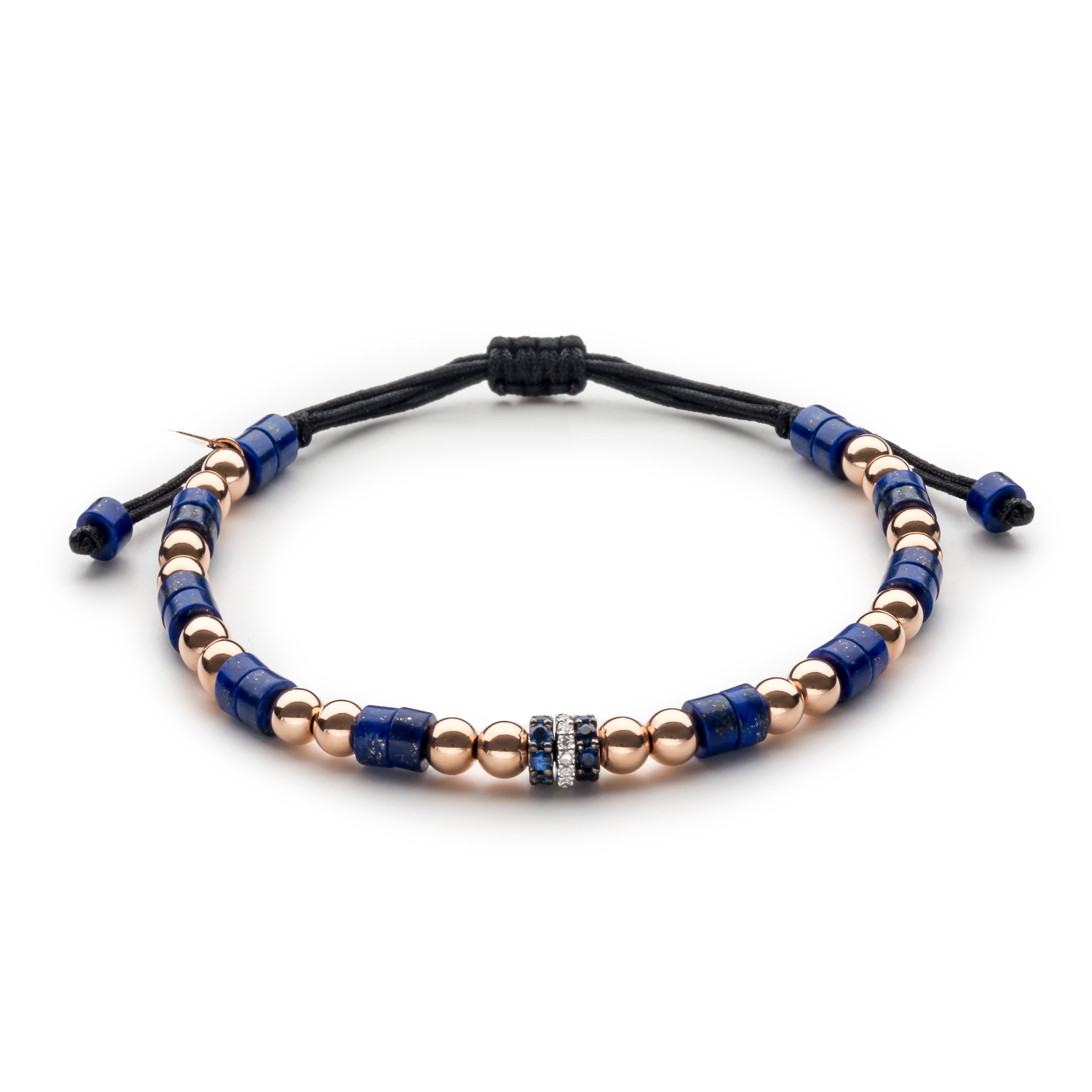 Bracelet Homme or rose lapis lazuli saphirs diamants