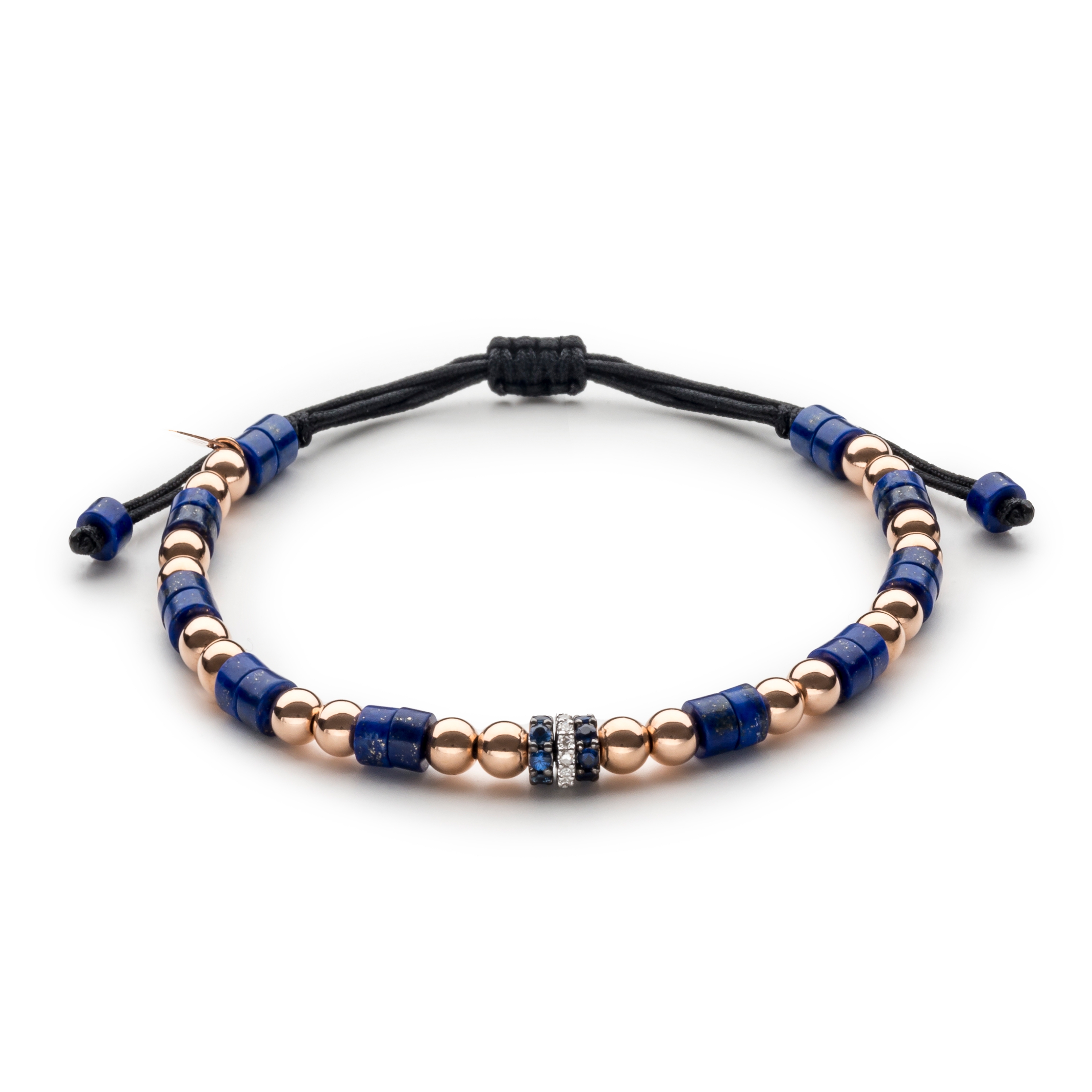 Bracelet Homme or rose lapis lazuli saphirs diamants