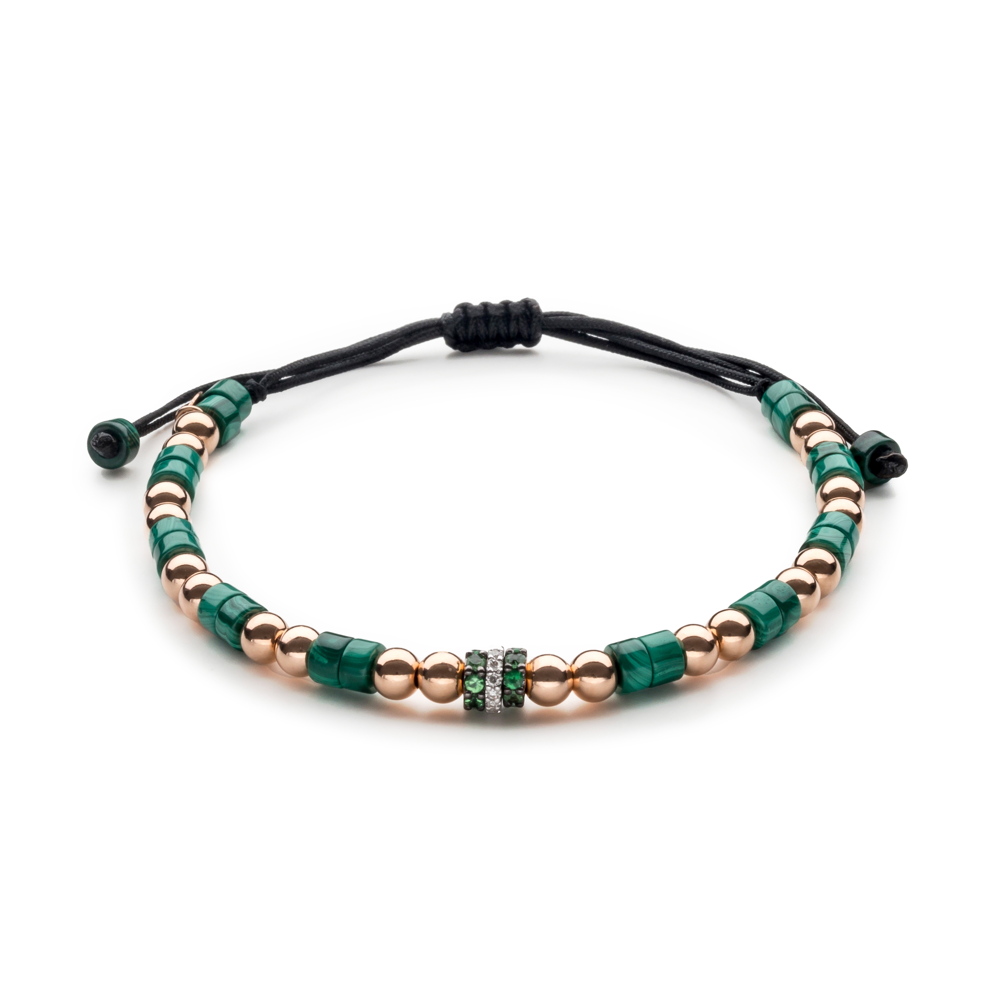 Bracelet homme or malachite diamants