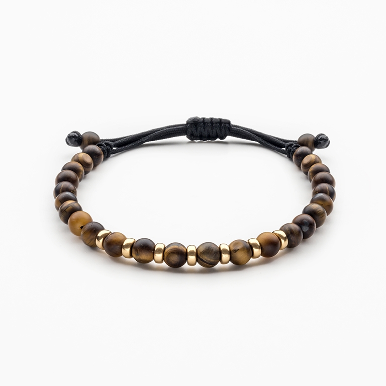 Bracelet homme or jaune oeil de tigre