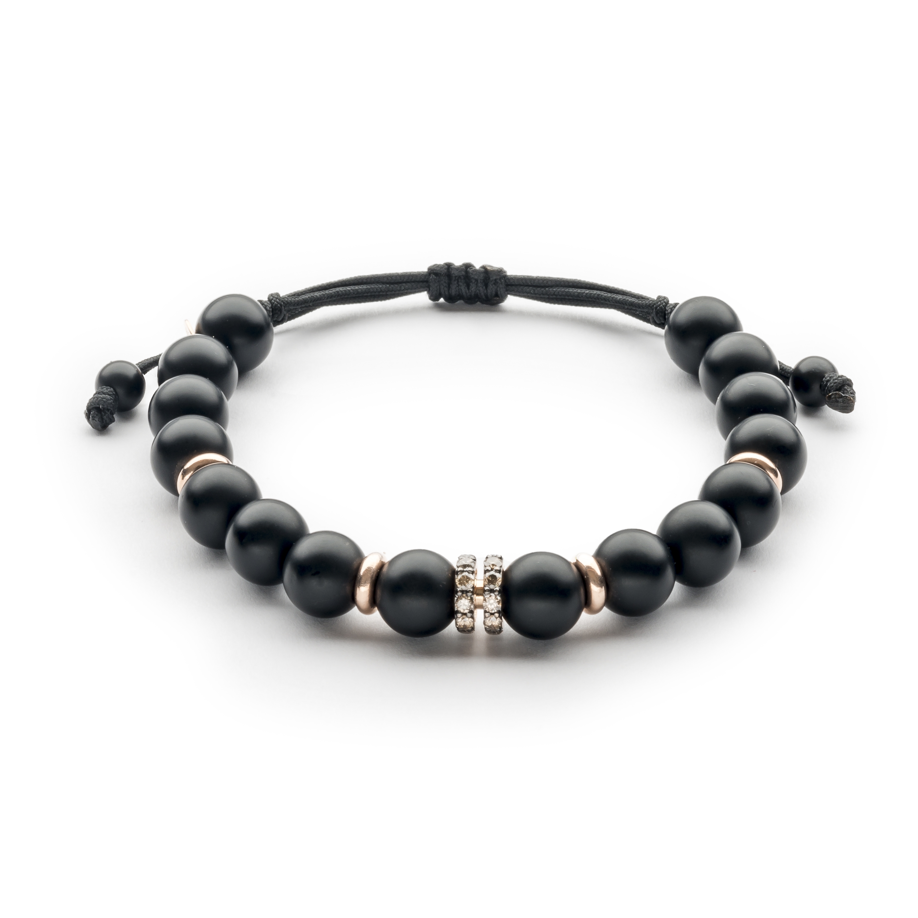 Bracelet homme or rose noir diamants