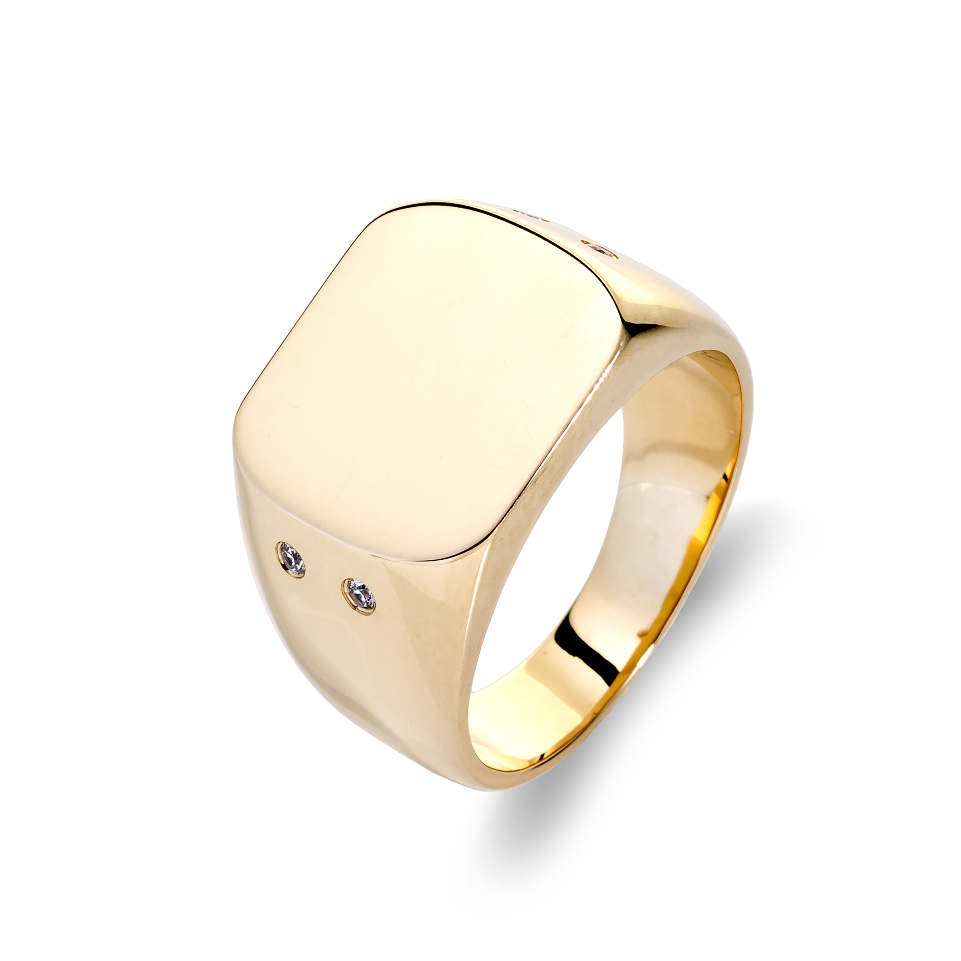 Bague chevalière homme or jaune diamants