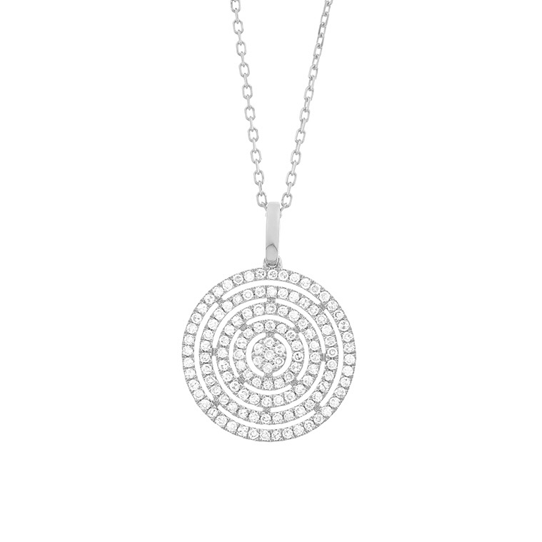 Collier Cercle Harmonie or blanc diamants