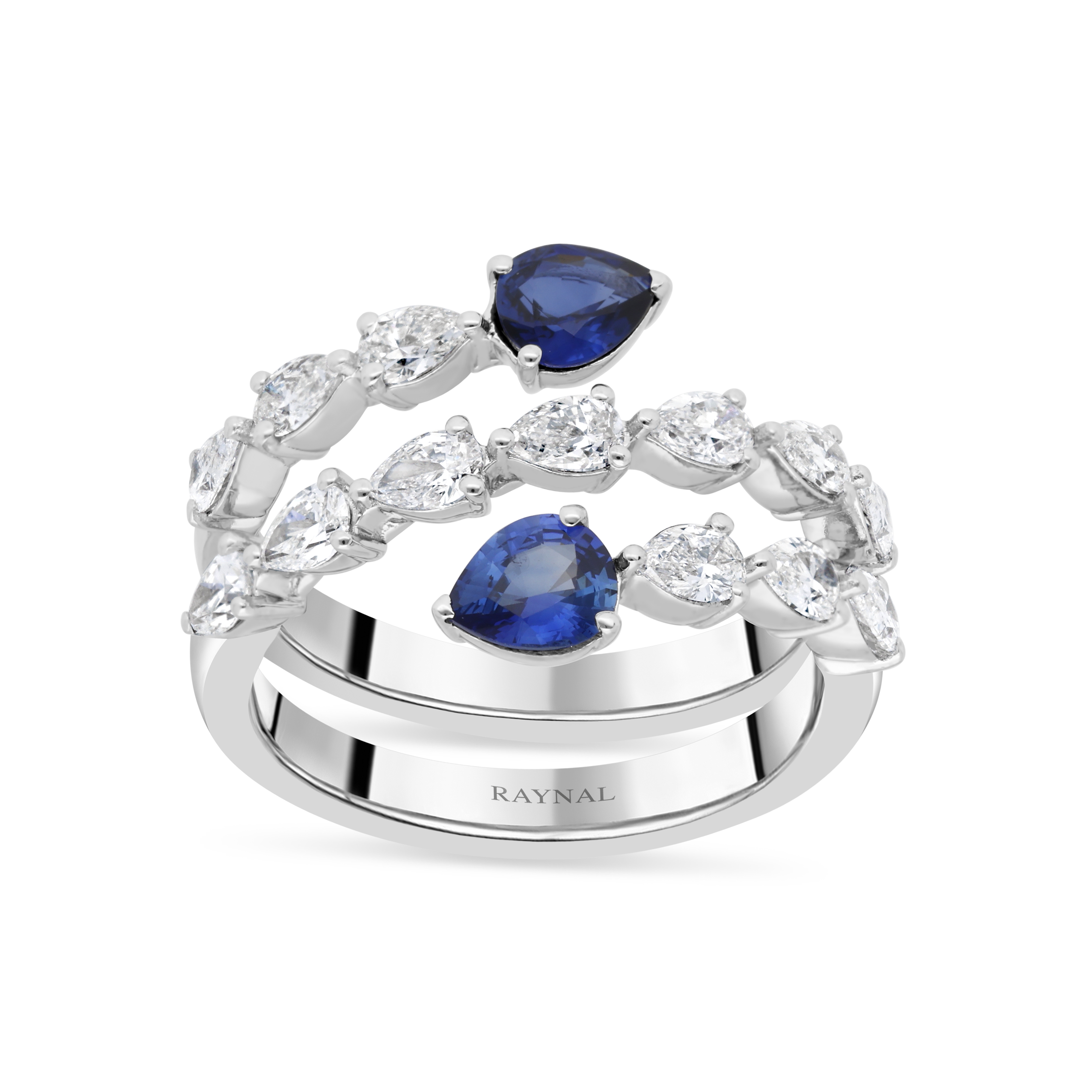 Bague Étreinte Céleste or blanc saphirs & diamants