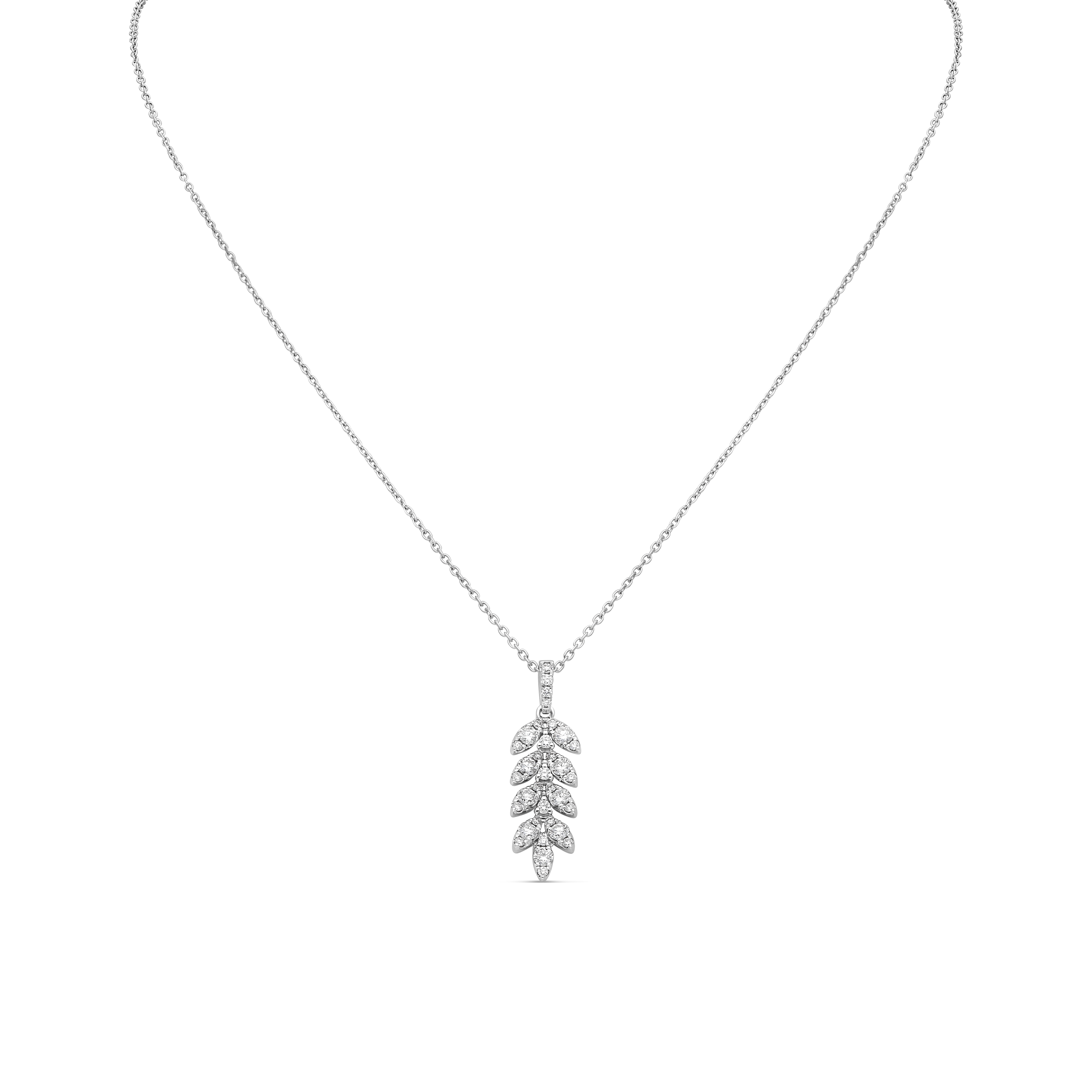 Pendentif Plume or blanc diamants