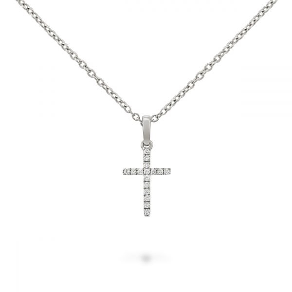 Pendentif Croix Eternelle or blanc diamants