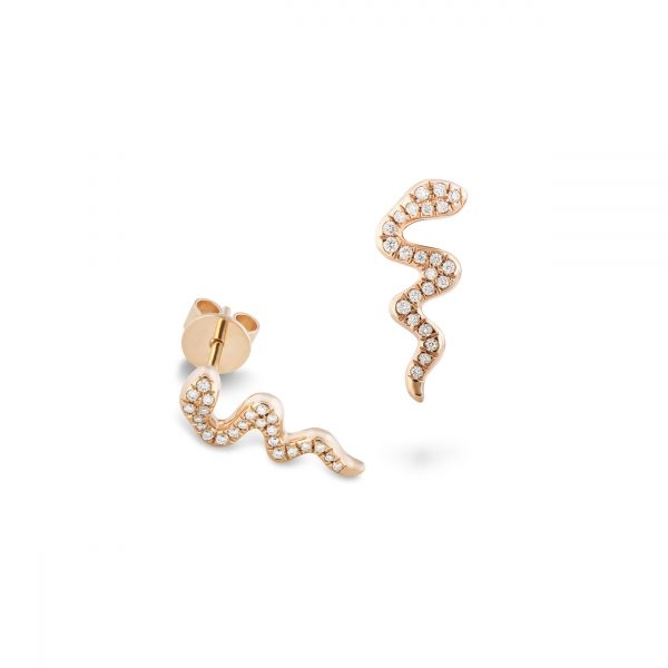 Boucles d'oreilles Serpent Raynal or rose diamants
