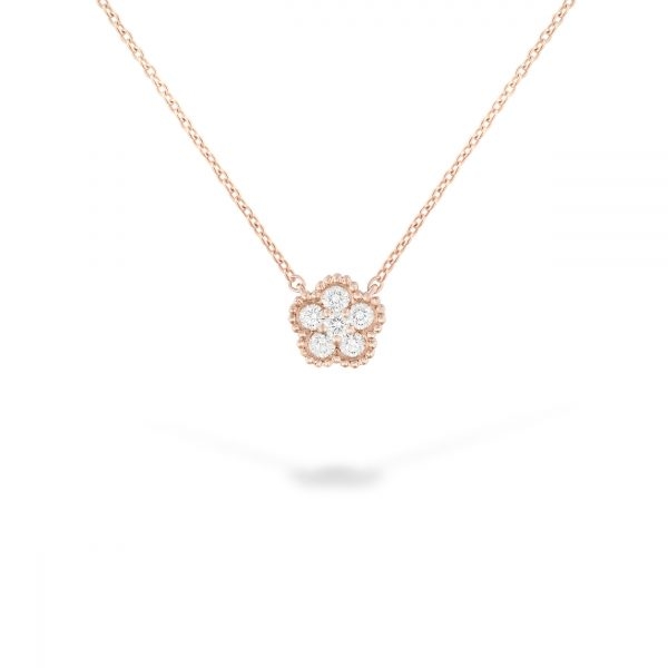 Collier Trefle or rose diamants Raynal