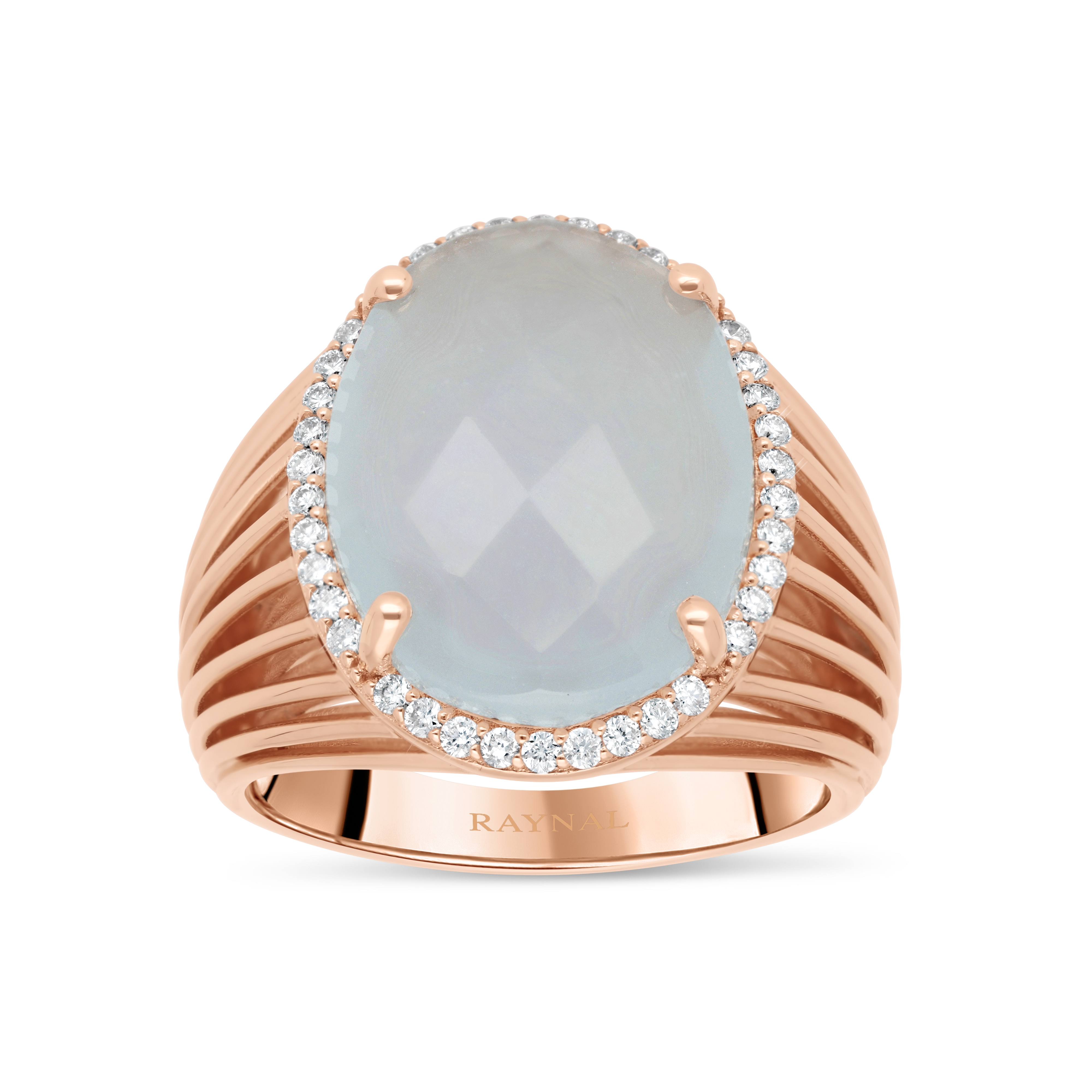 Bague Raynal Godron – Or rose, agate bleue et diamants