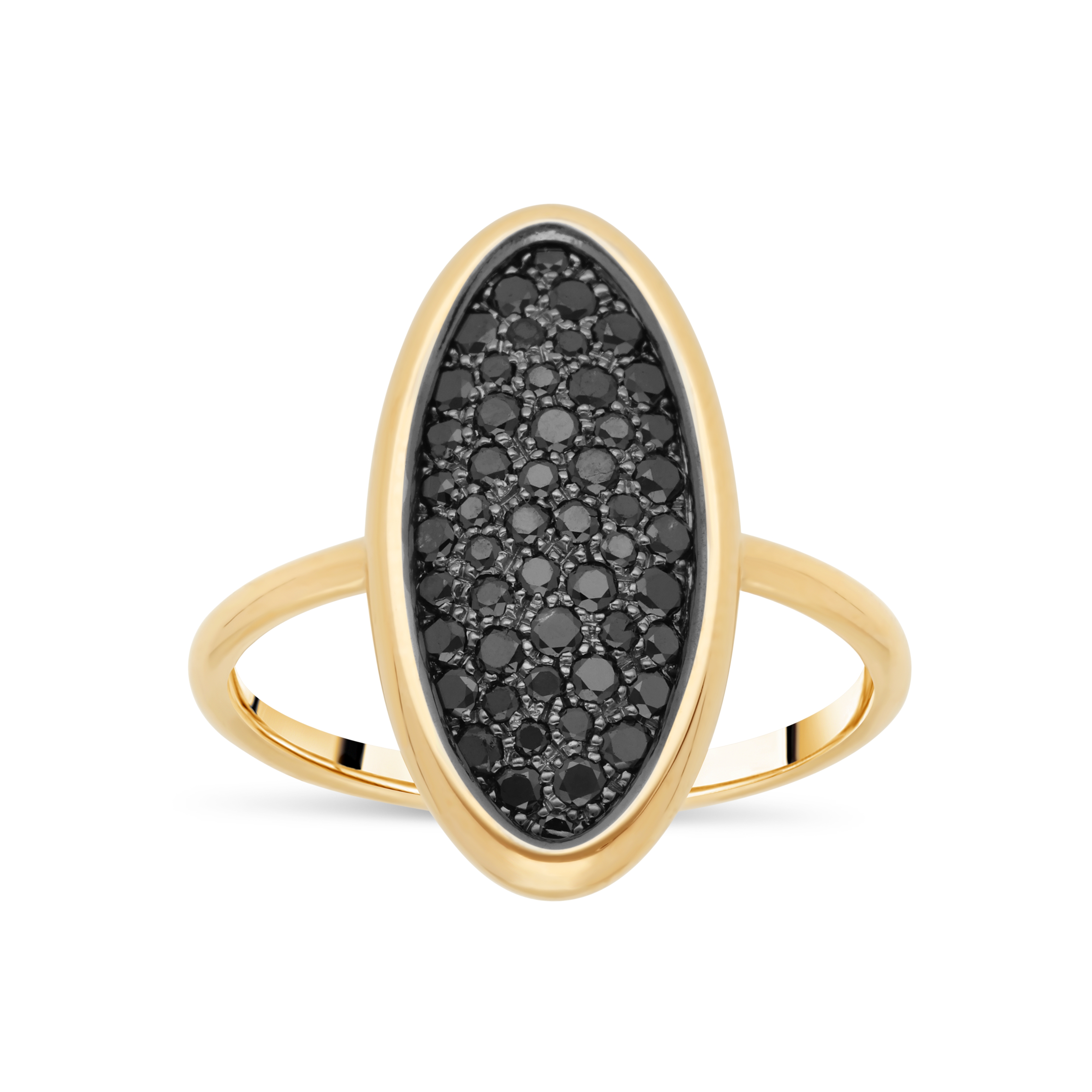 Bague Raynal Ellipse Noire Or rose PM, pavage de diamants noirs.