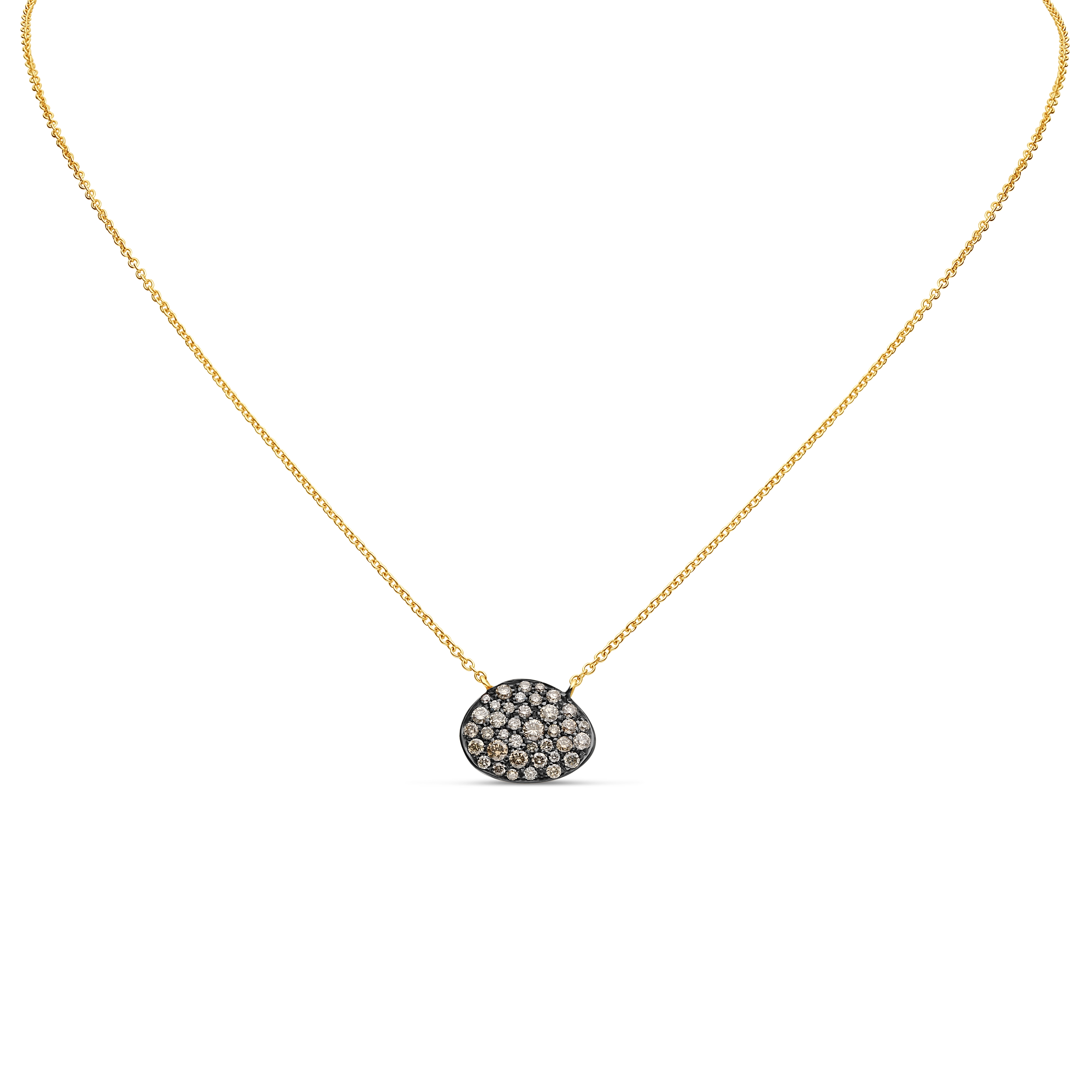 Collier Raynal Galet or rose diamants bruns