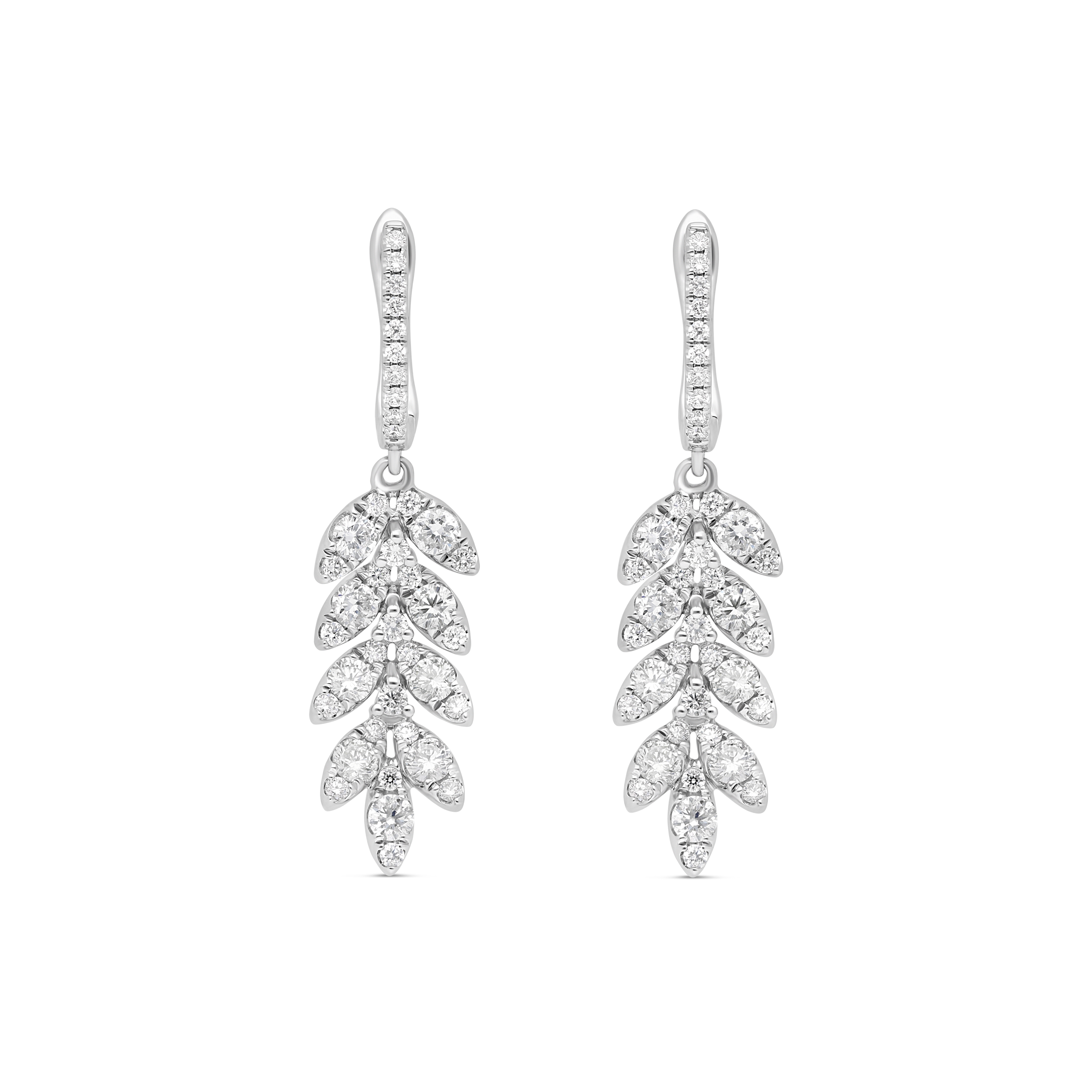 Boucles d’oreilles Raynal Plume – Or blanc et diamants