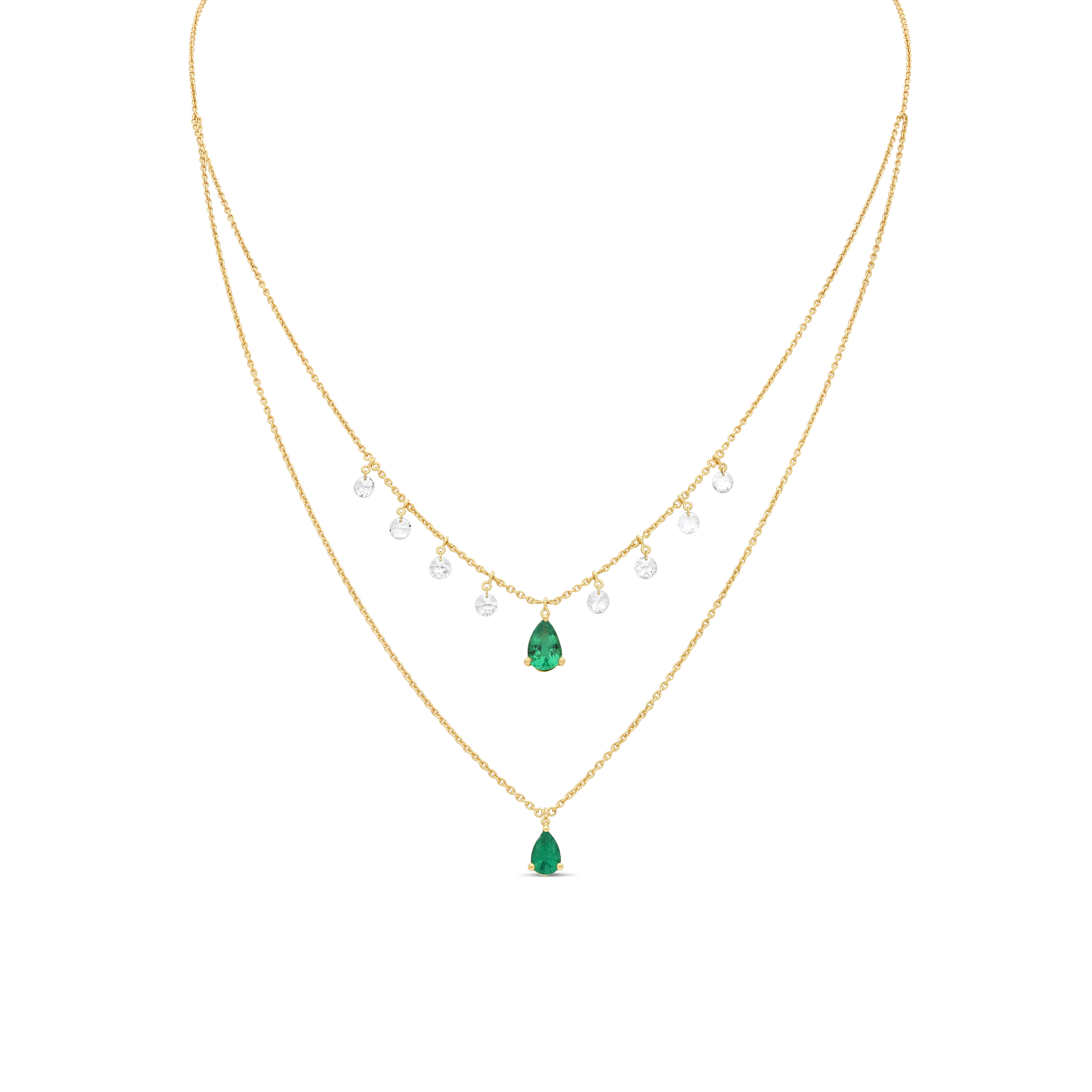 Collier Rose de Provence Raynal or rose diamants émeraudes