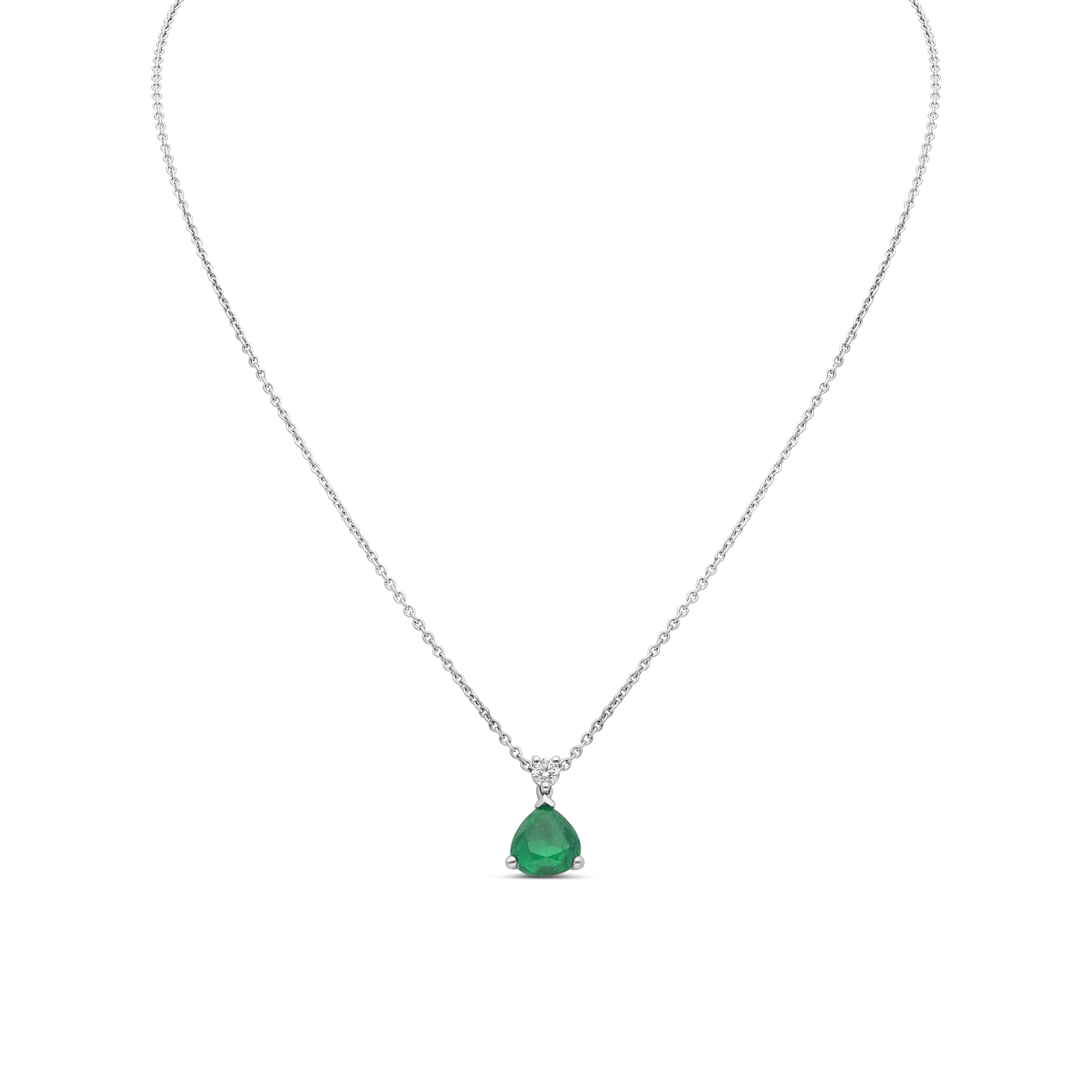 Collier Lumière de Seve or blanc diamants émeraude