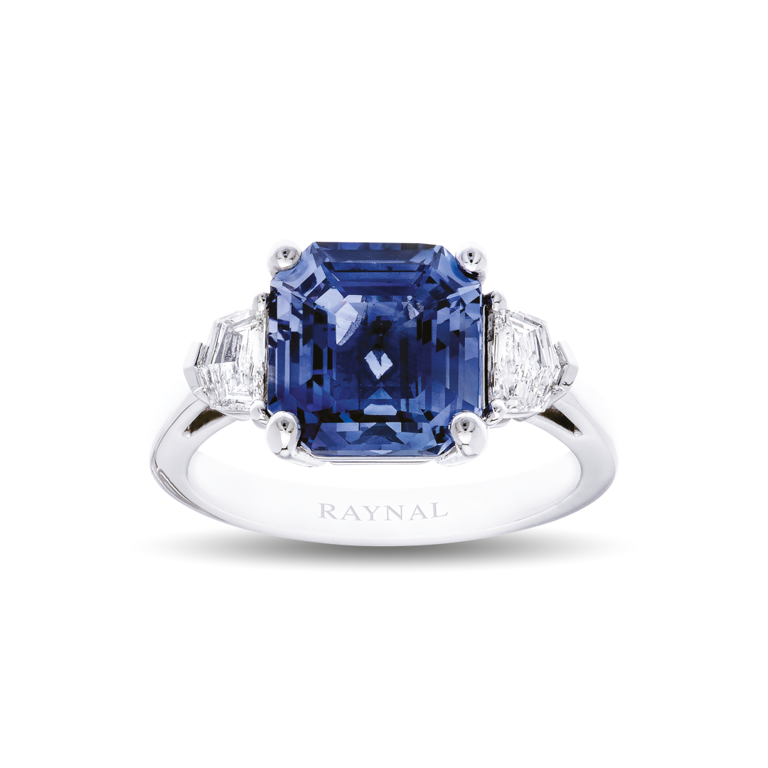 Bague Raynal Symphonie Bleue or blanc diamant saphir