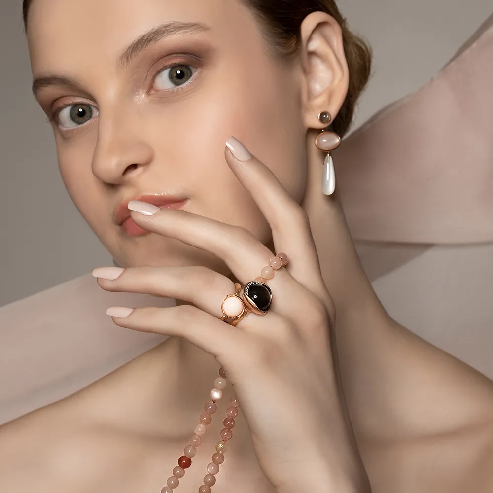 Bague or jaune Lotus corail