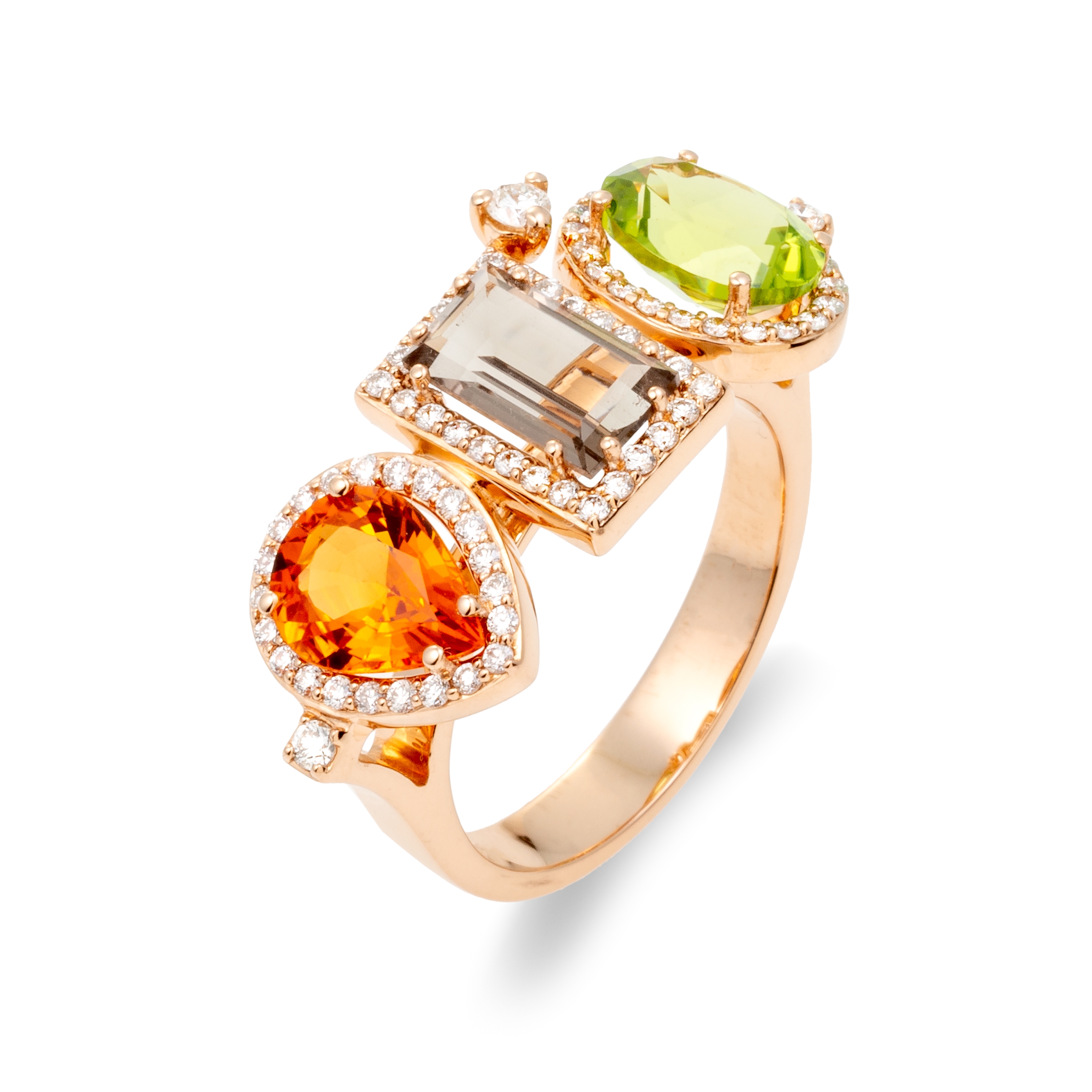 Bague Icone or rose saphir, topaze diamants