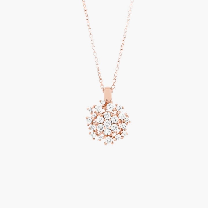 Pendentif Fleur de Givre or rose diamants