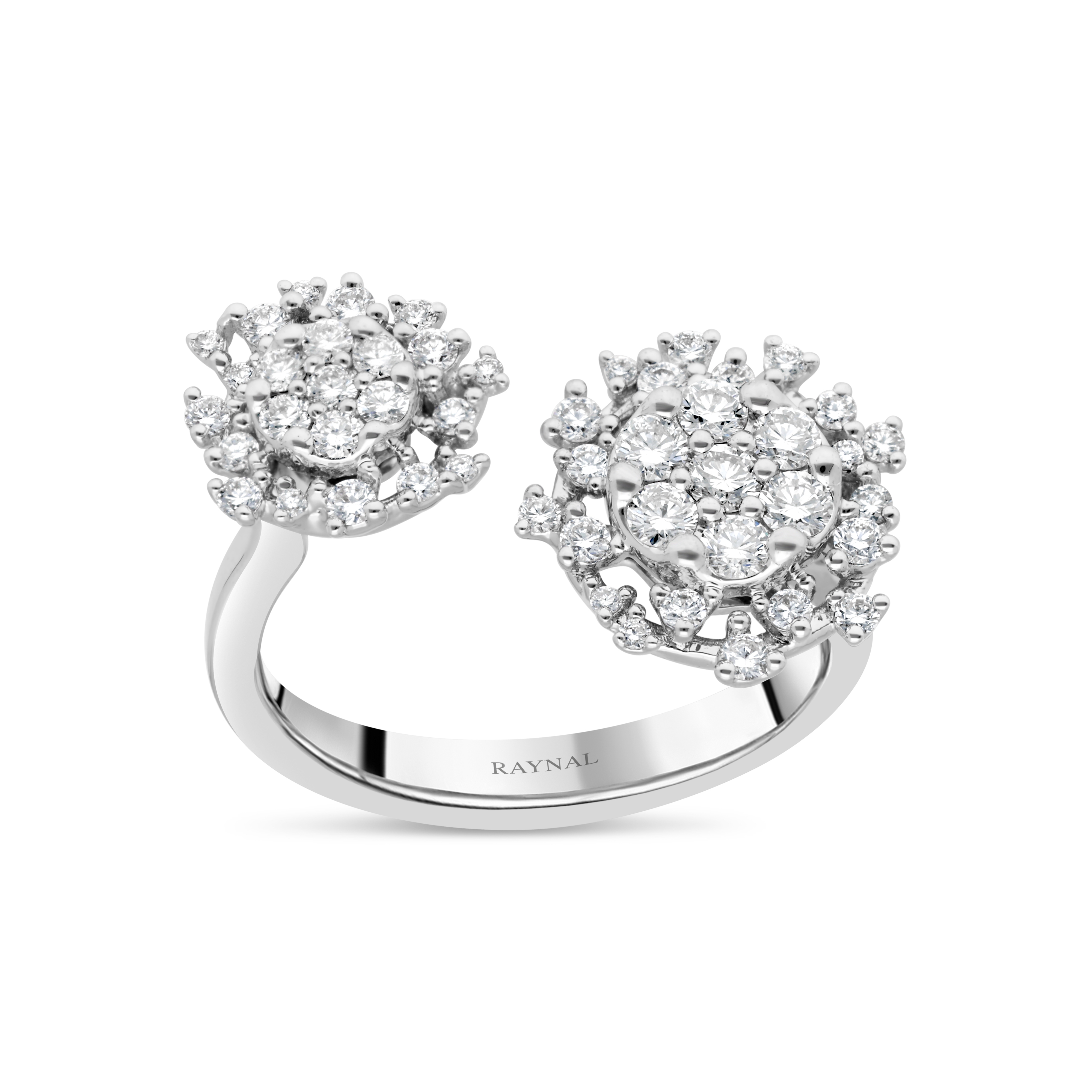 Bague Duo Fleurs de Givre or blanc diamants