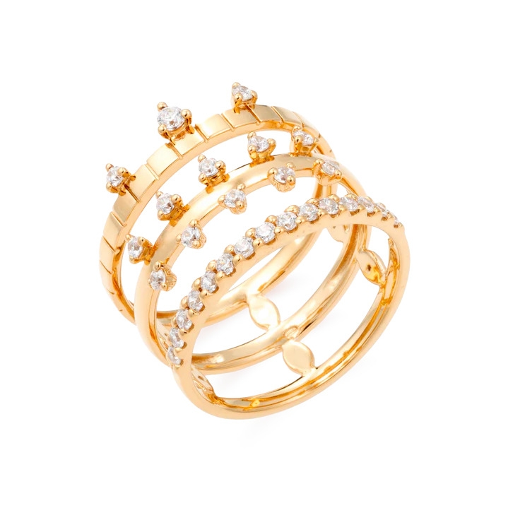 Bague Diadème or rose diamants