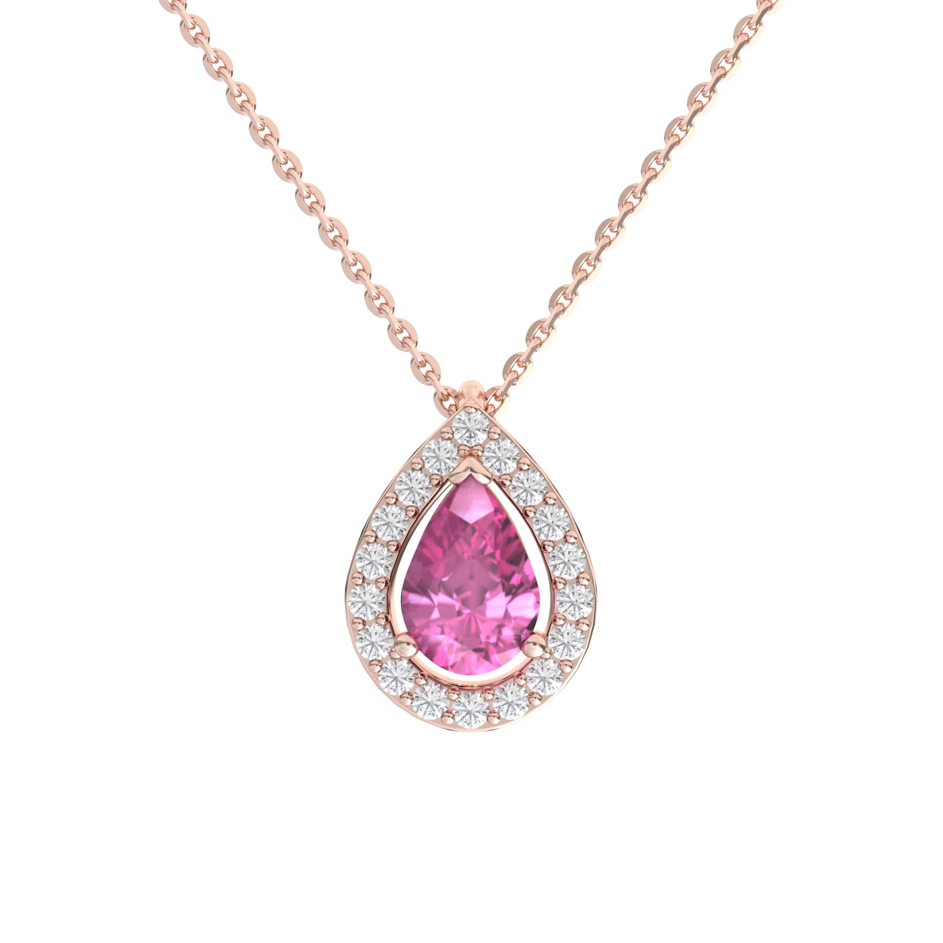 Collier Nymphe or rose diamant et saphir rose