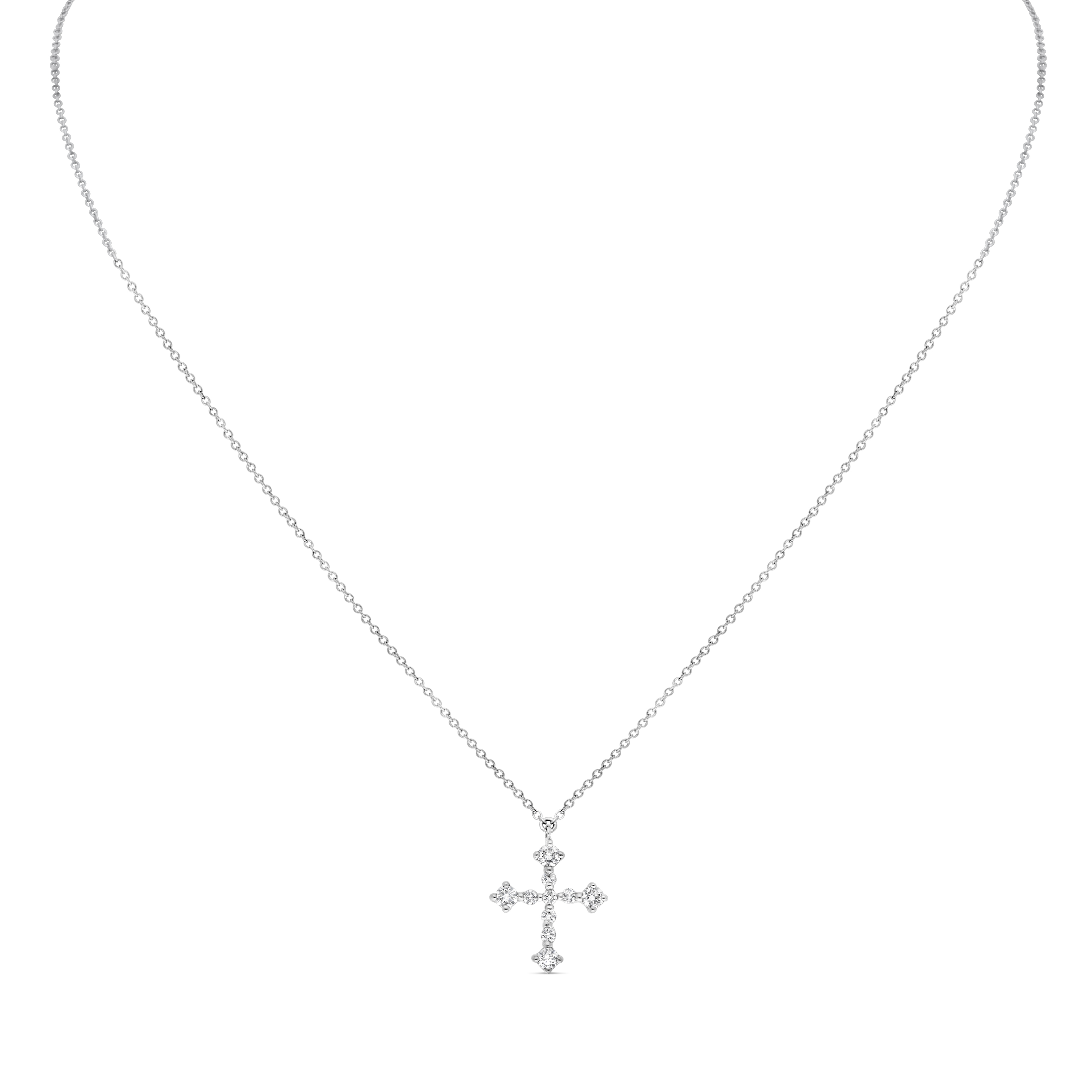 Chaine Pendentif Croix de Lumière or blanc, Diamant