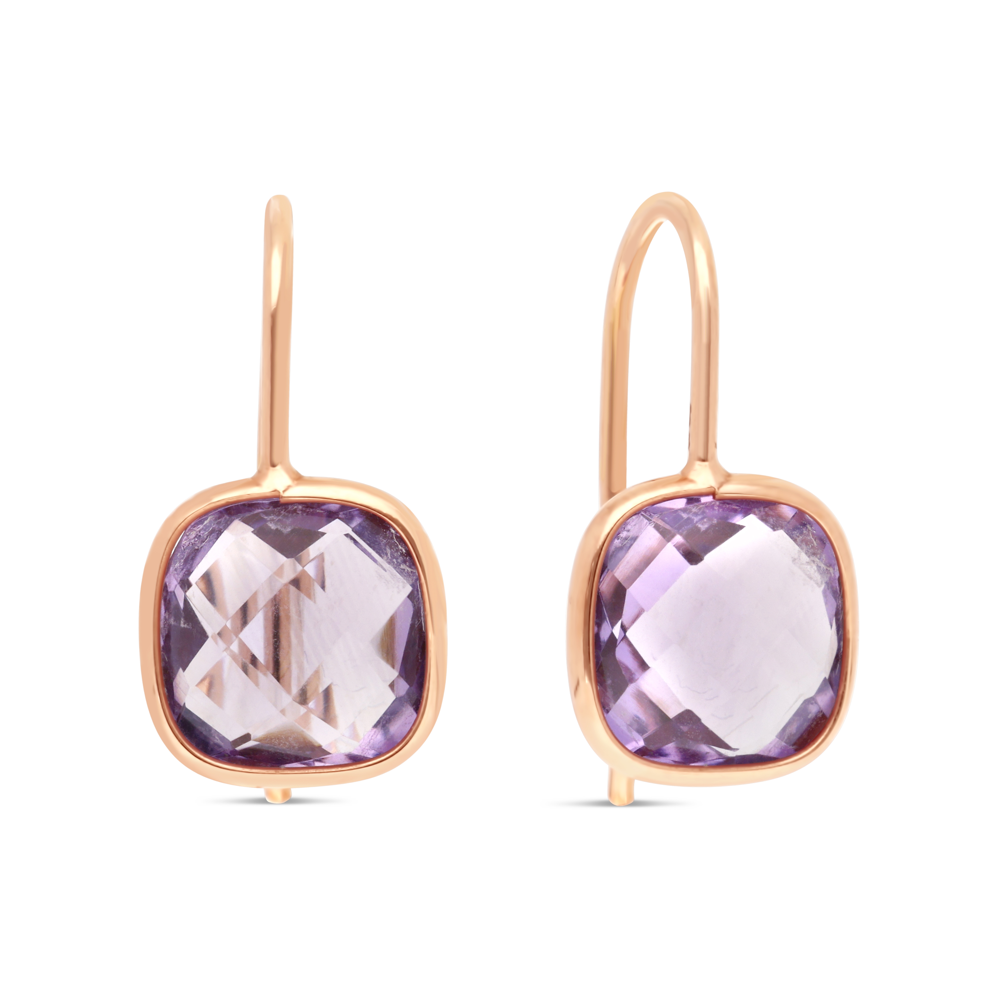 Boucles d&#039;Oreilles Reflets or rose Améthyste