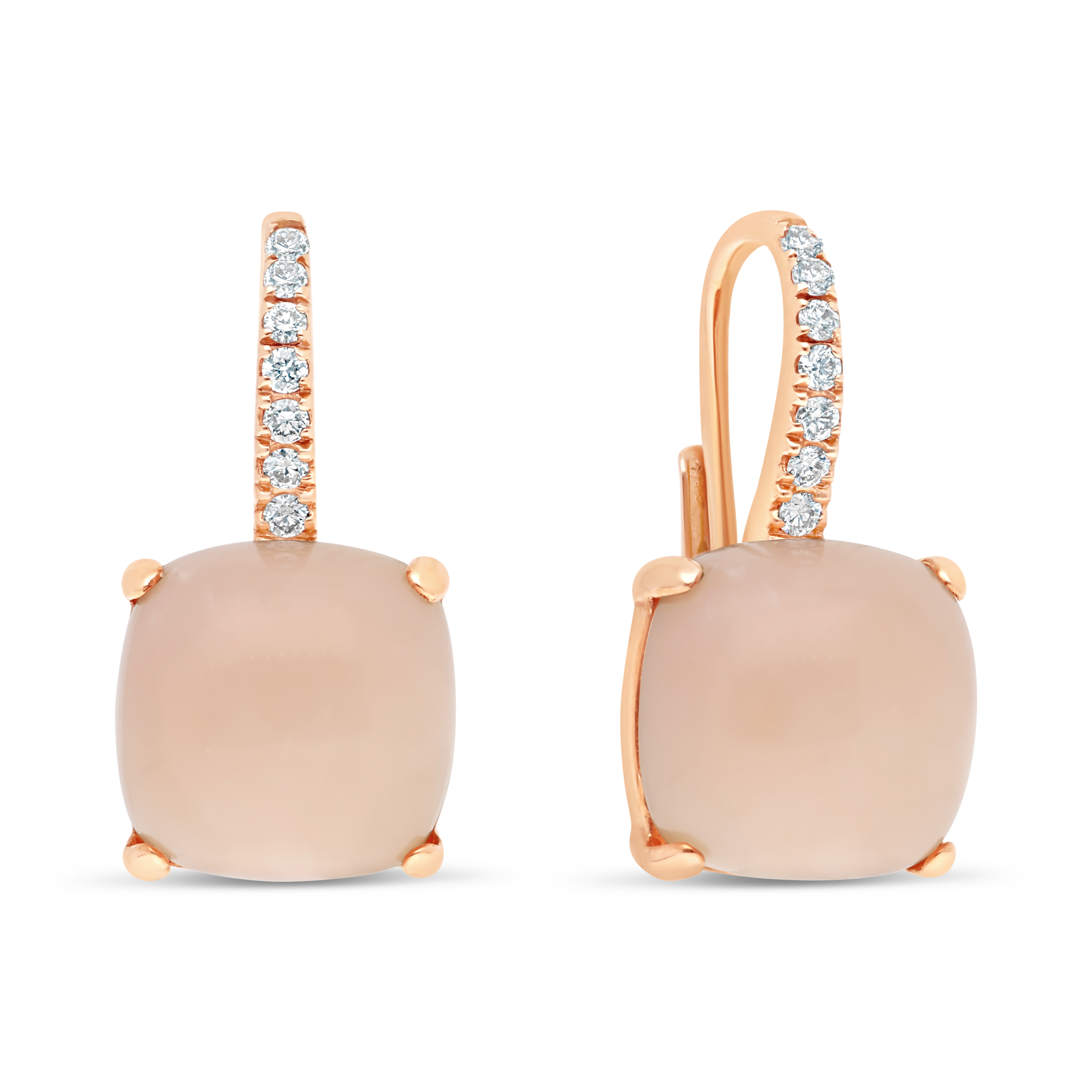Boucles Ecume or rose diamant Opale rose