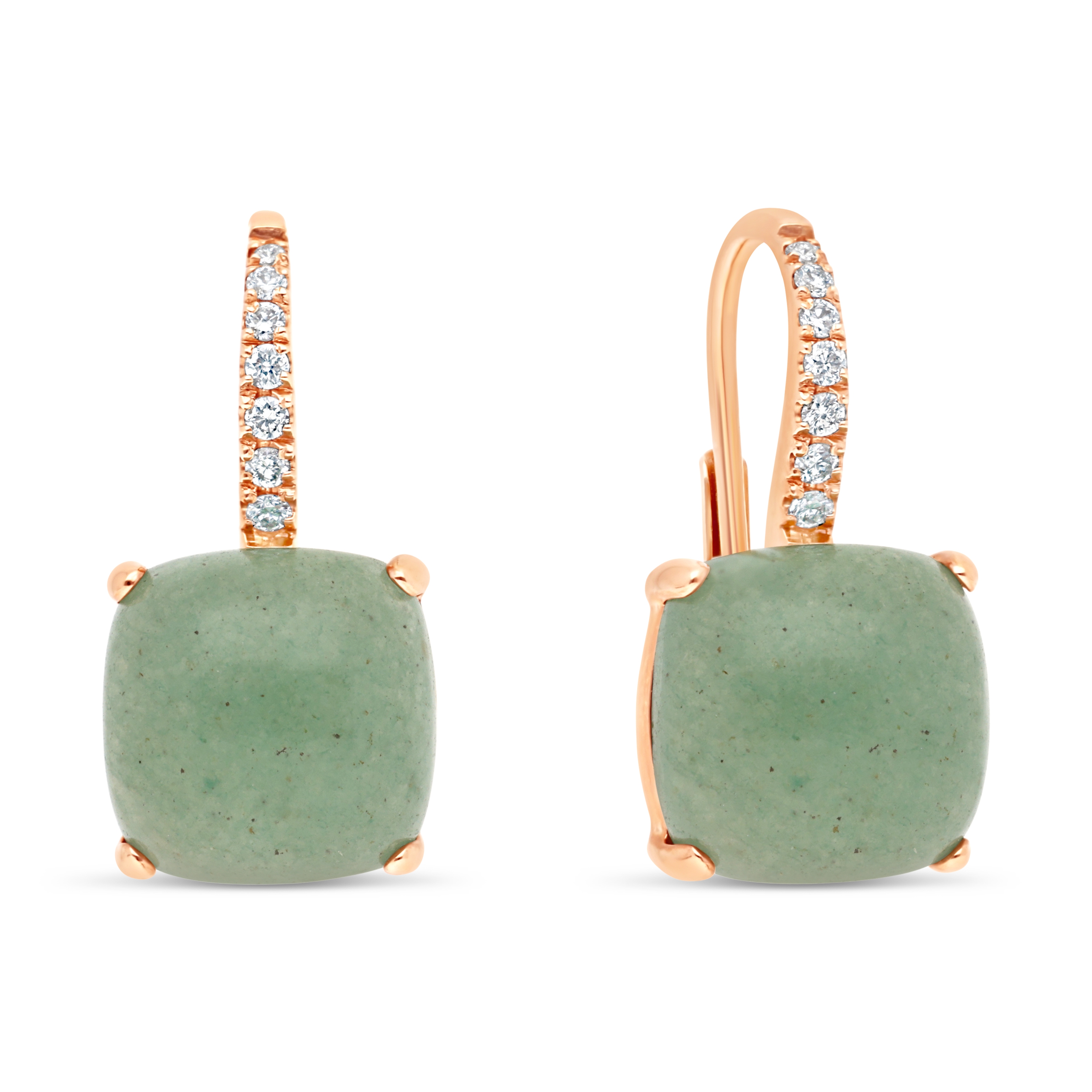 Boucles d&#039;oreilles Ecume or rose Diamant Aventurine
