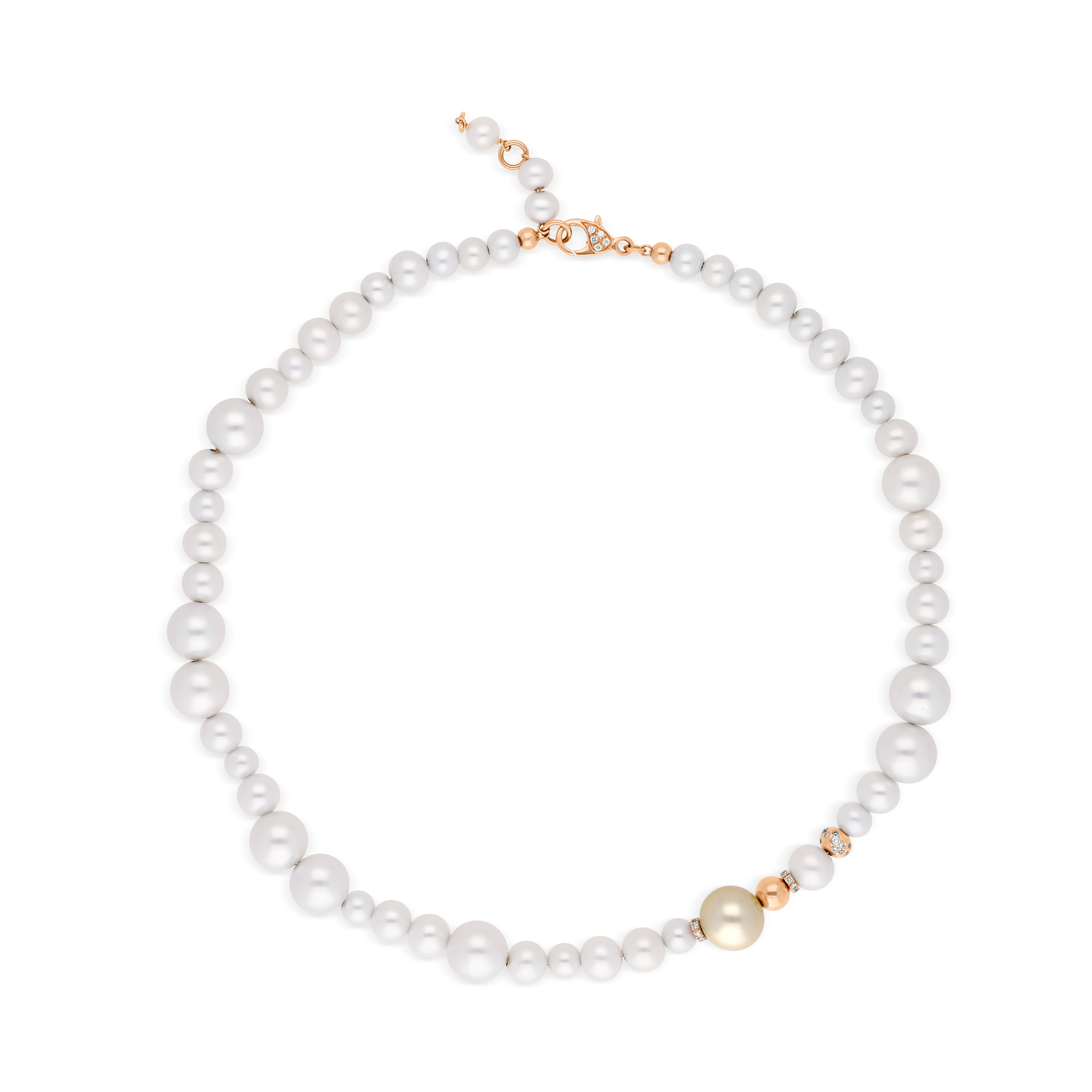 Collier Coco Perles or rose Diamant