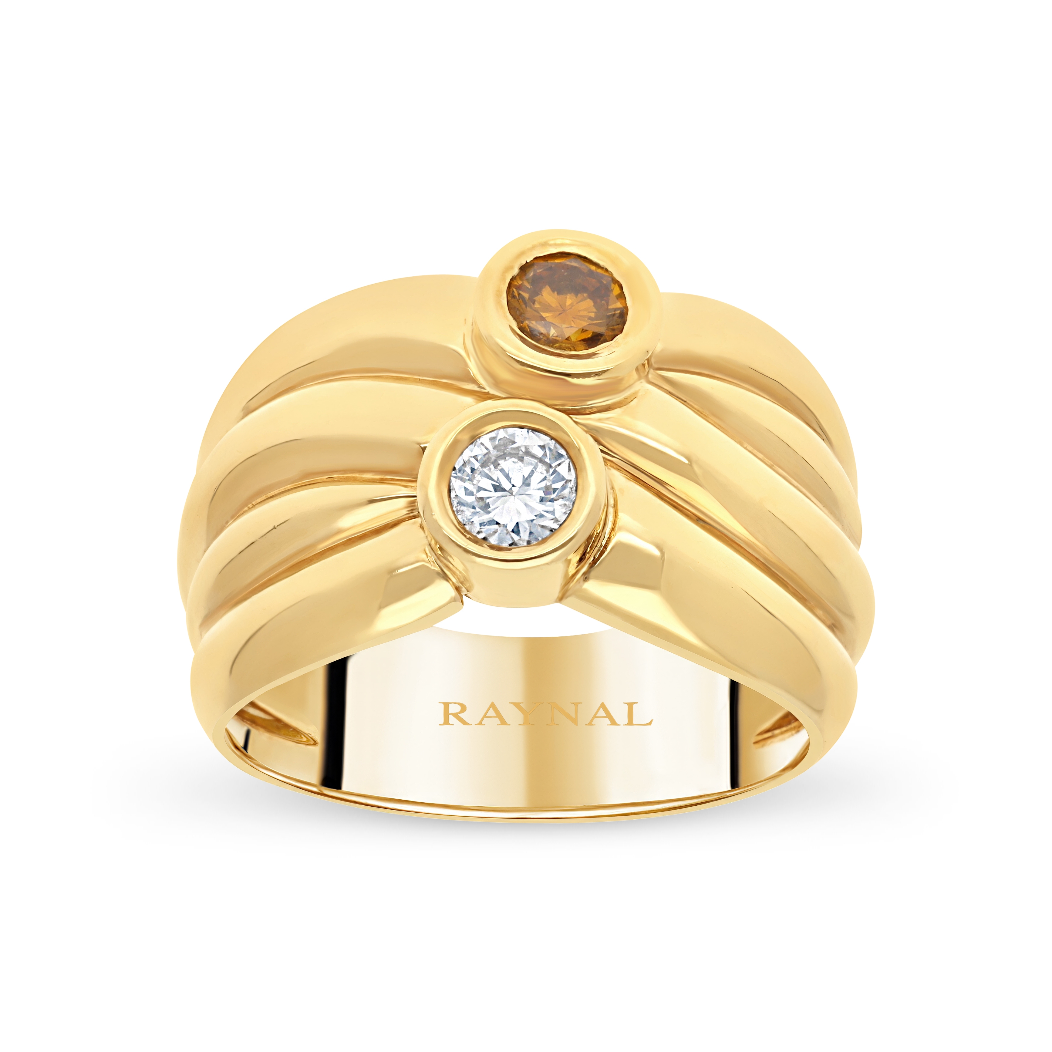 Bague Godon Duo Solaire or jaune Diamant, Saphir jaune