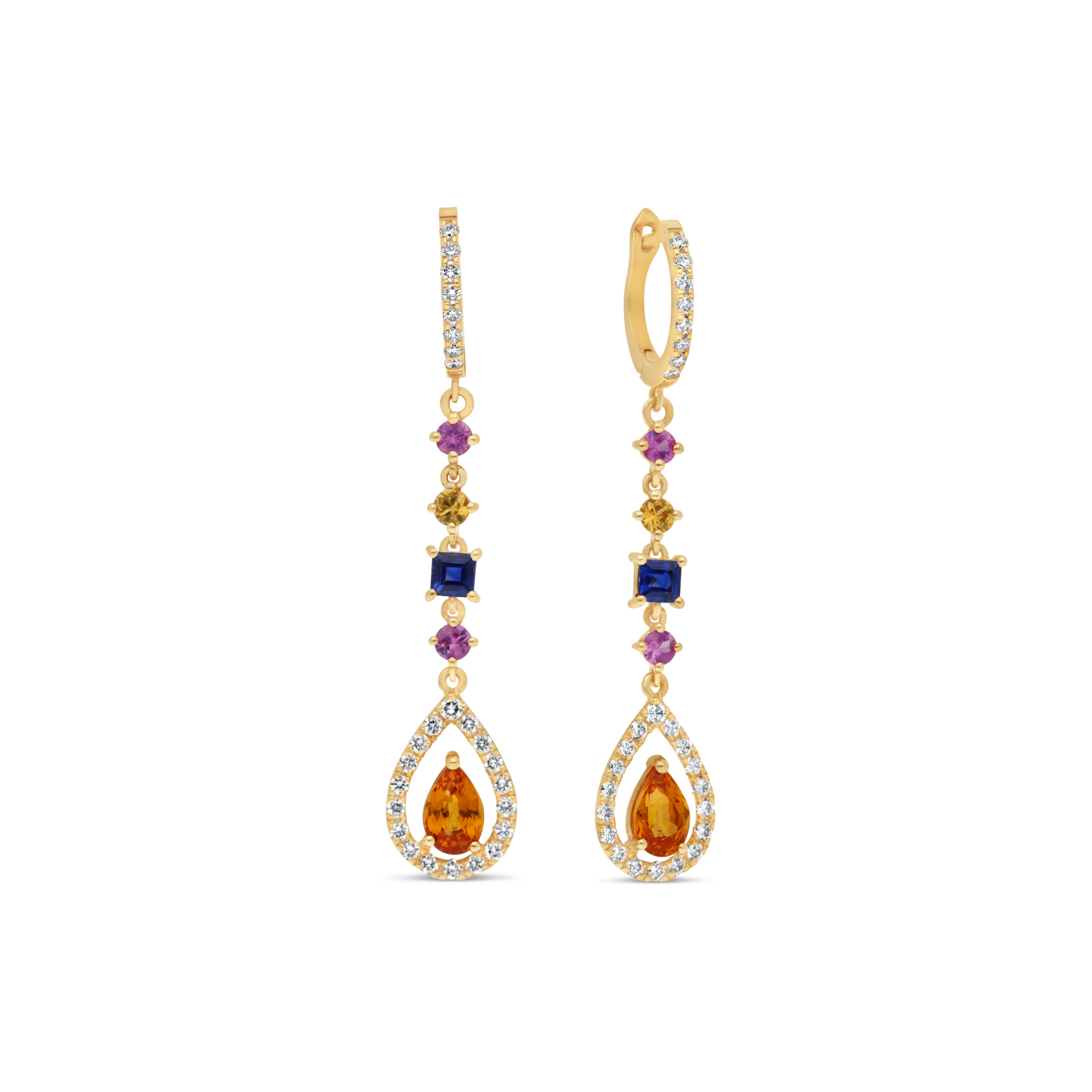 Boucles d'Oreilles Jardin d'Or Diamant Saphir