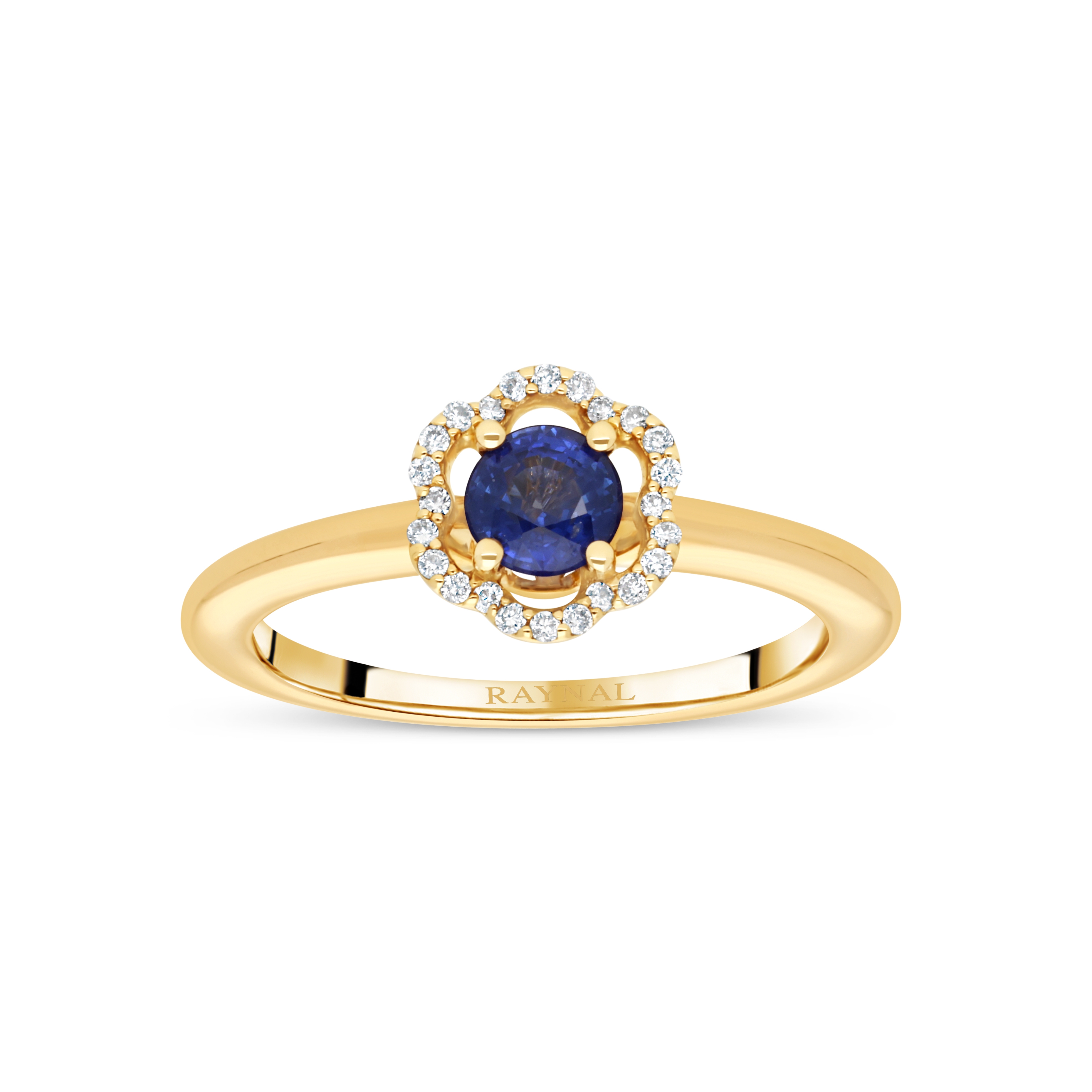 Bague Fleurette or rose Diamants Saphir