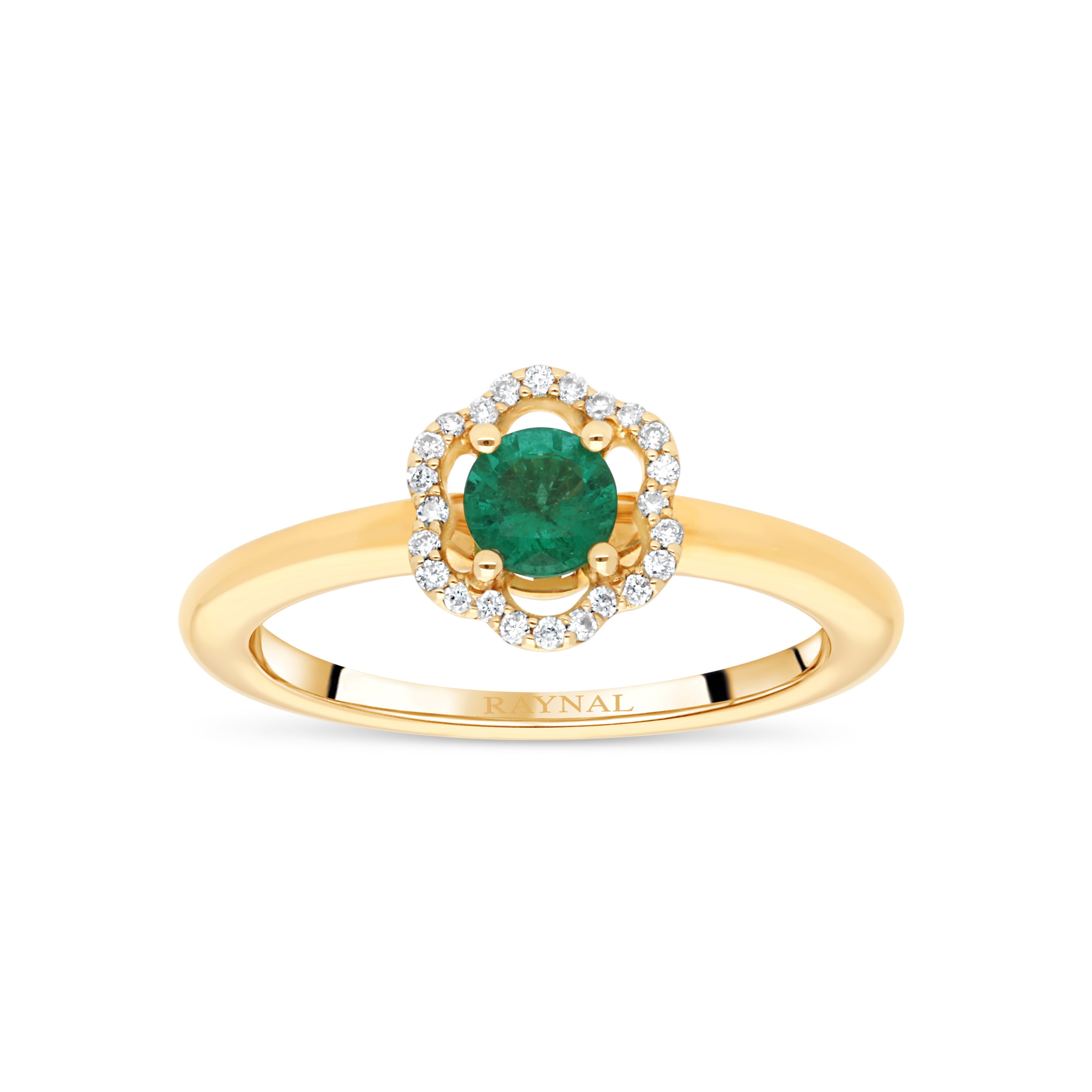 Bague Fleurette or jaune Emeraude, Diamant
