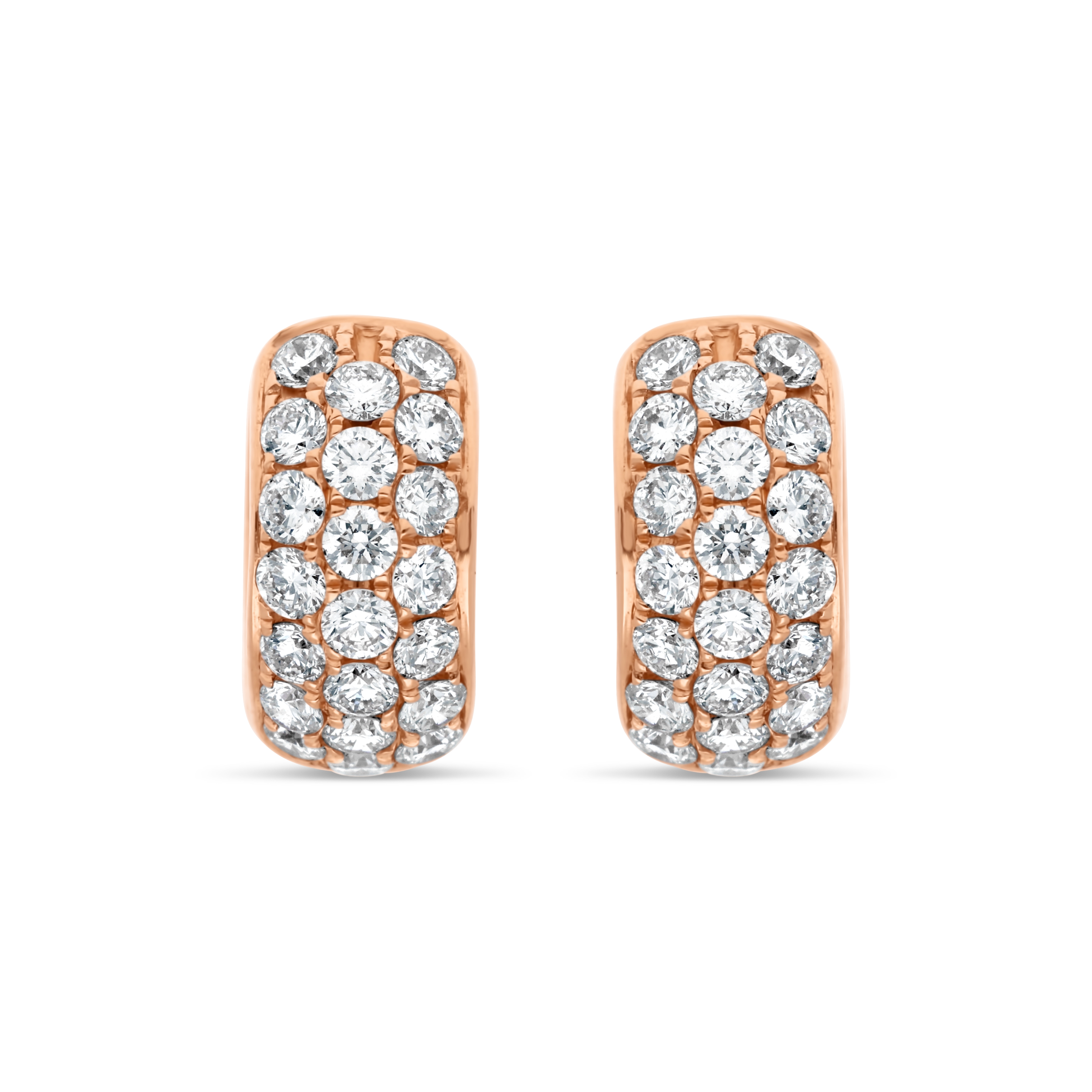 Boucles Créoles or rose Bombées pavées de Diamant