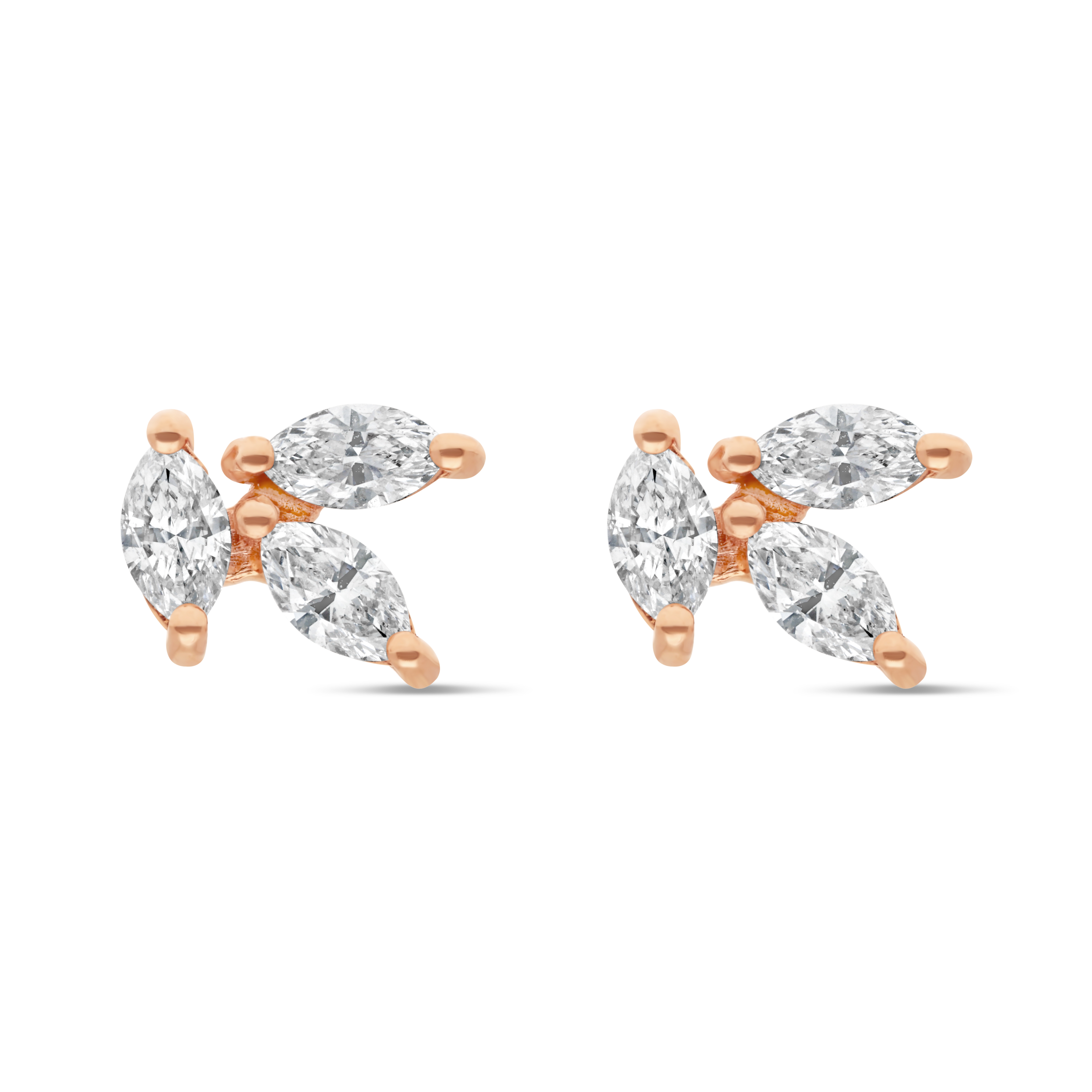 Boucles d&#039;Oreilles Eclat Marquise or rose Diamant
