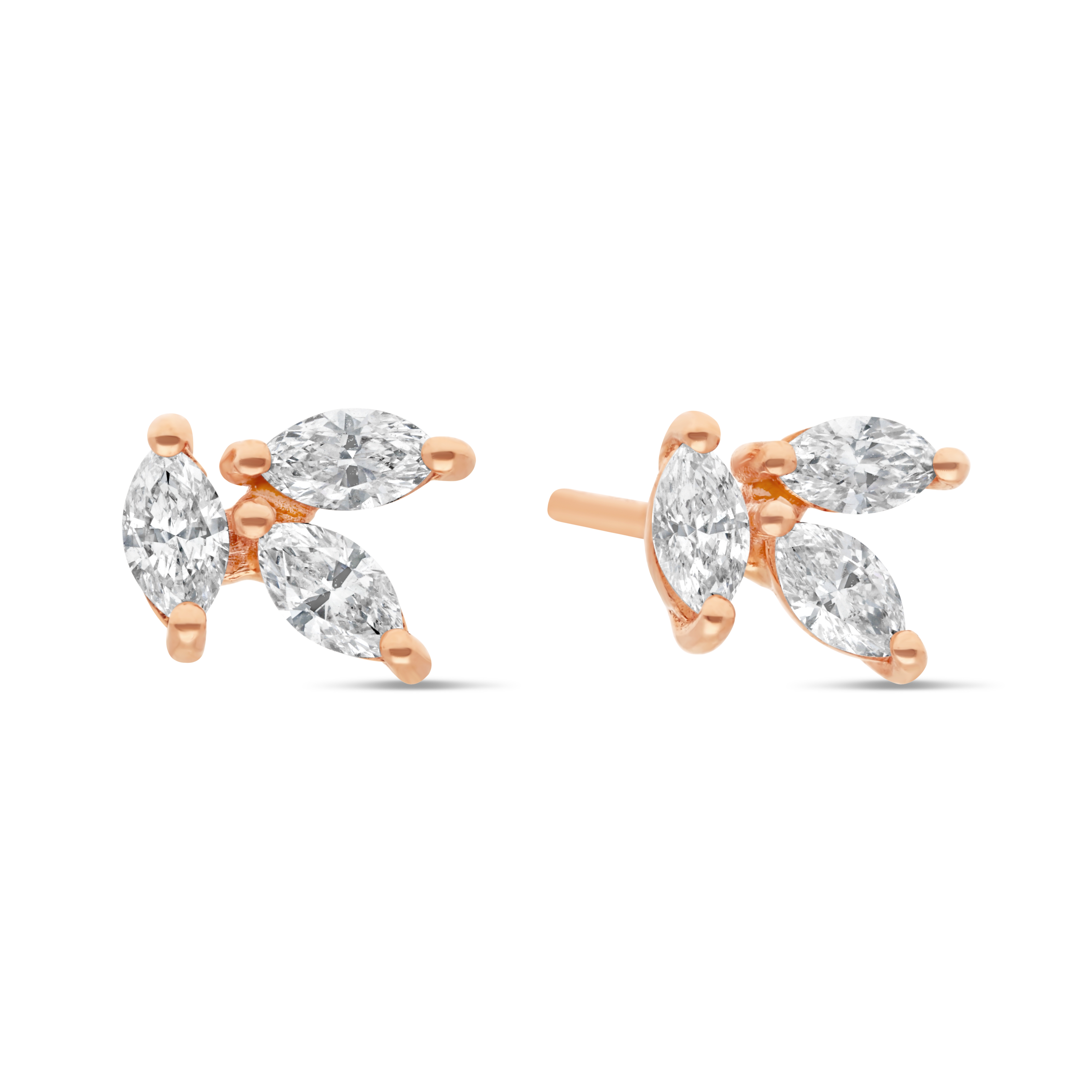 Boucles d&#039;Oreilles Eclat Marquise or rose Diamant