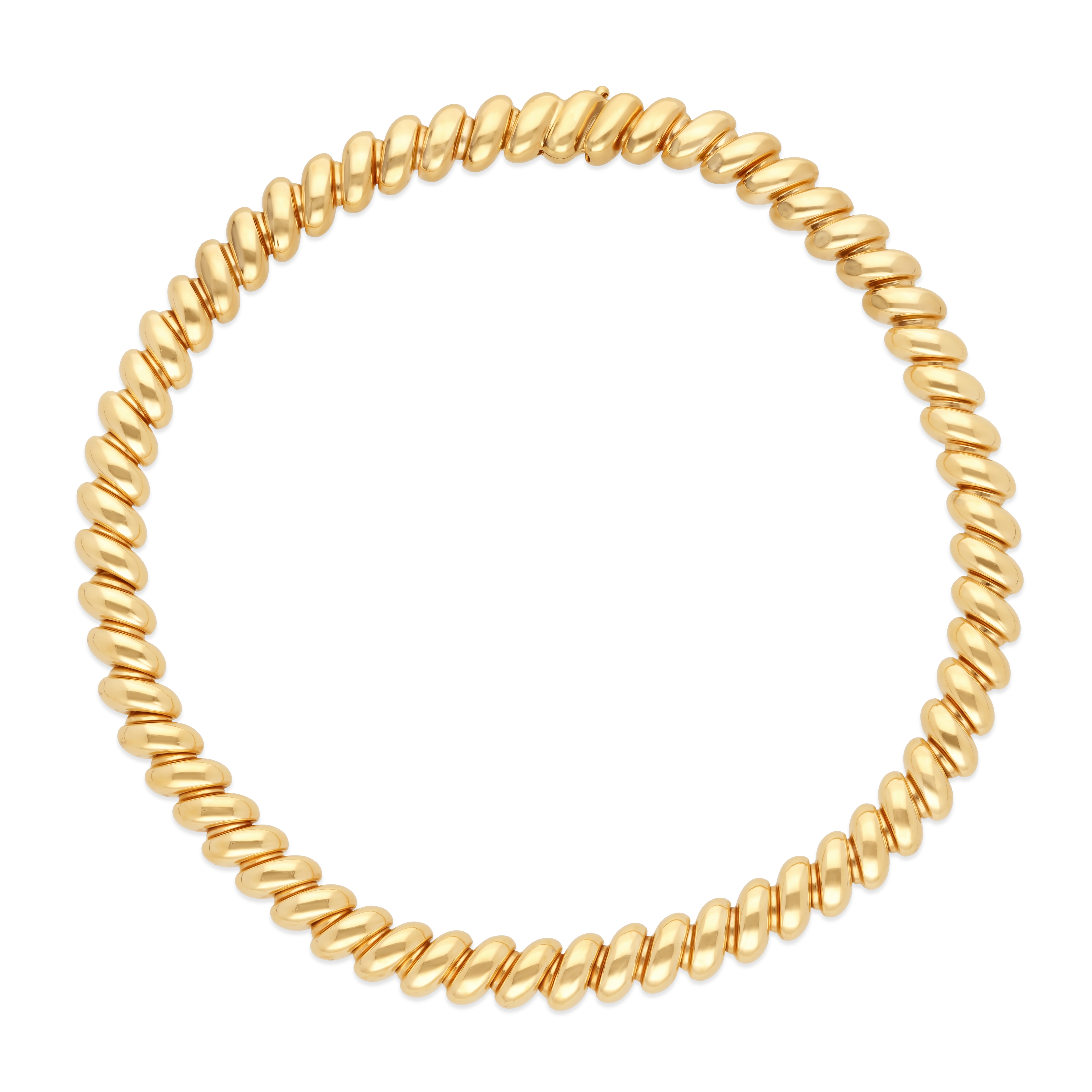 Collier Torsade Godrons or jaune