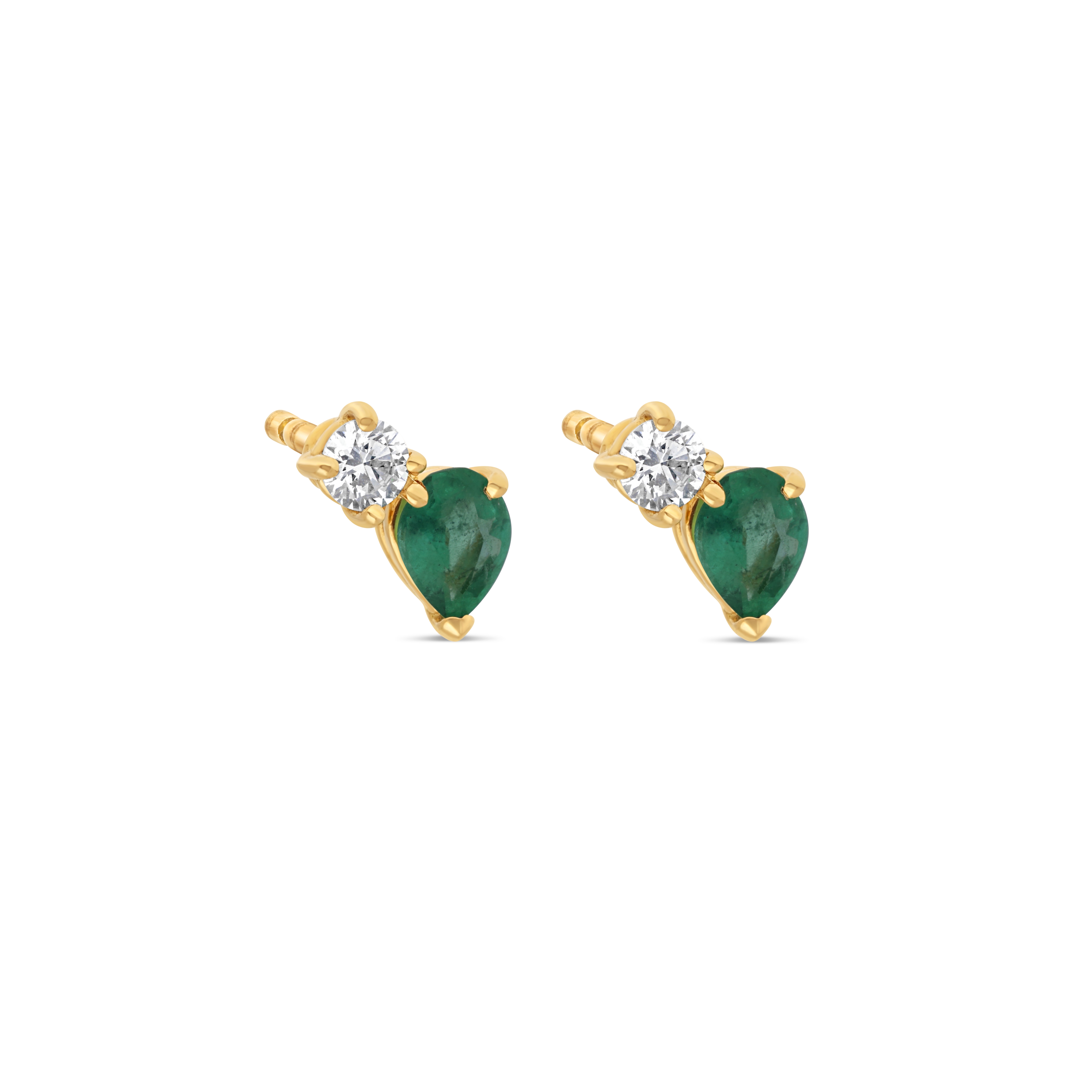 Boucles d&#039;Oreilles Equilibre Précieux or jaune Emeraude, Diamant