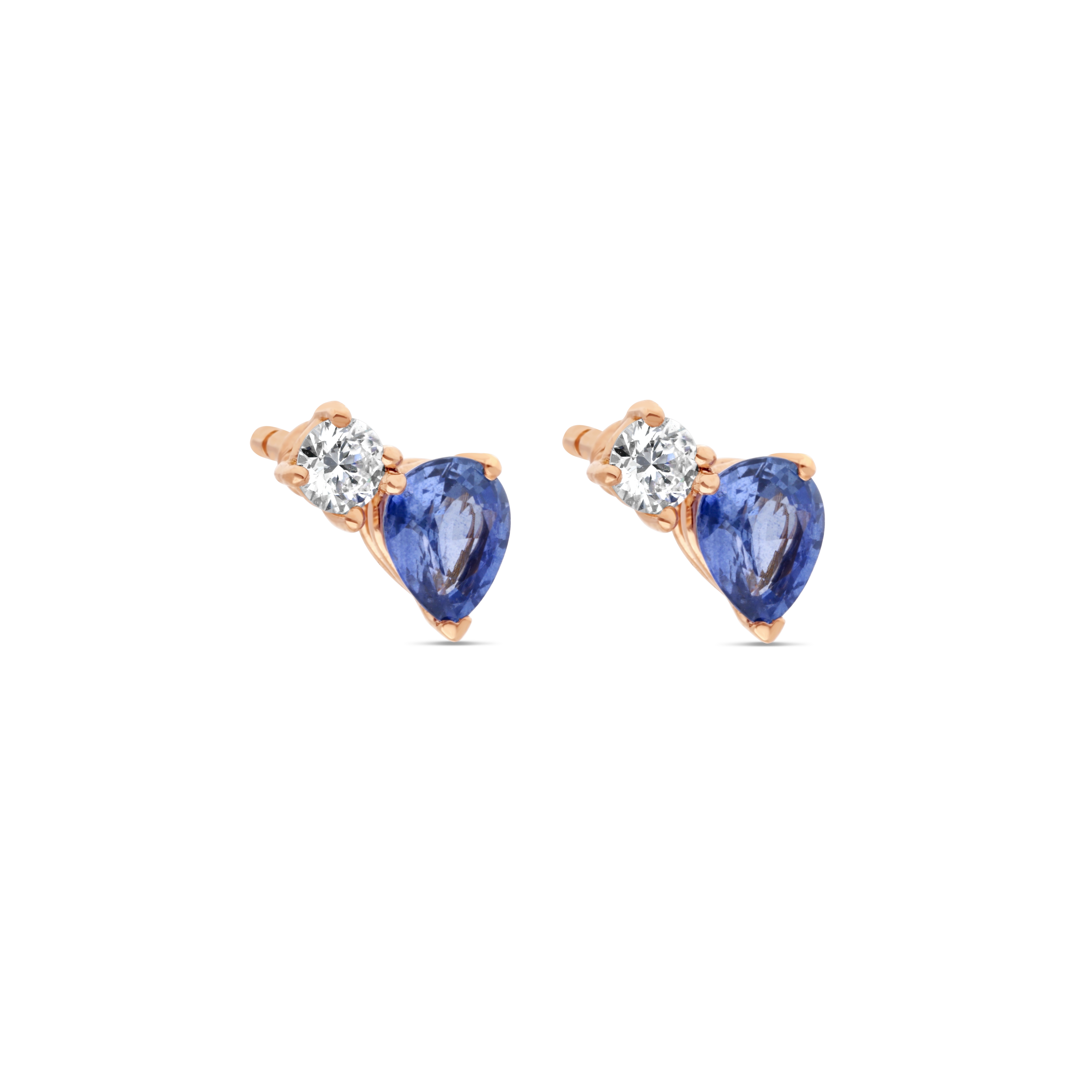 Boucles d&#039;Oreilles Equilibre Précieux or rose Saphir, Diamant
