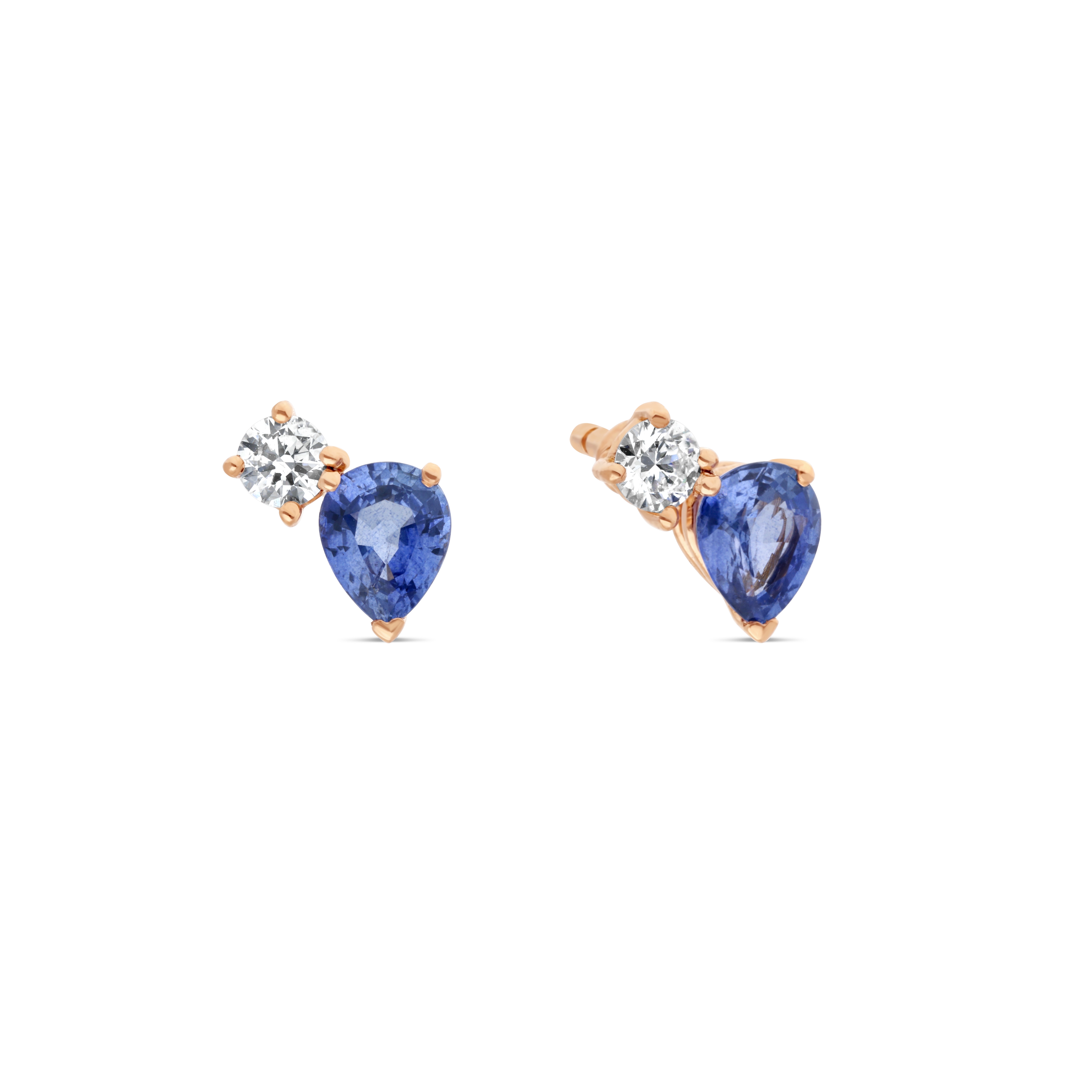 Boucles d&#039;Oreilles Equilibre Précieux or rose Saphir, Diamant