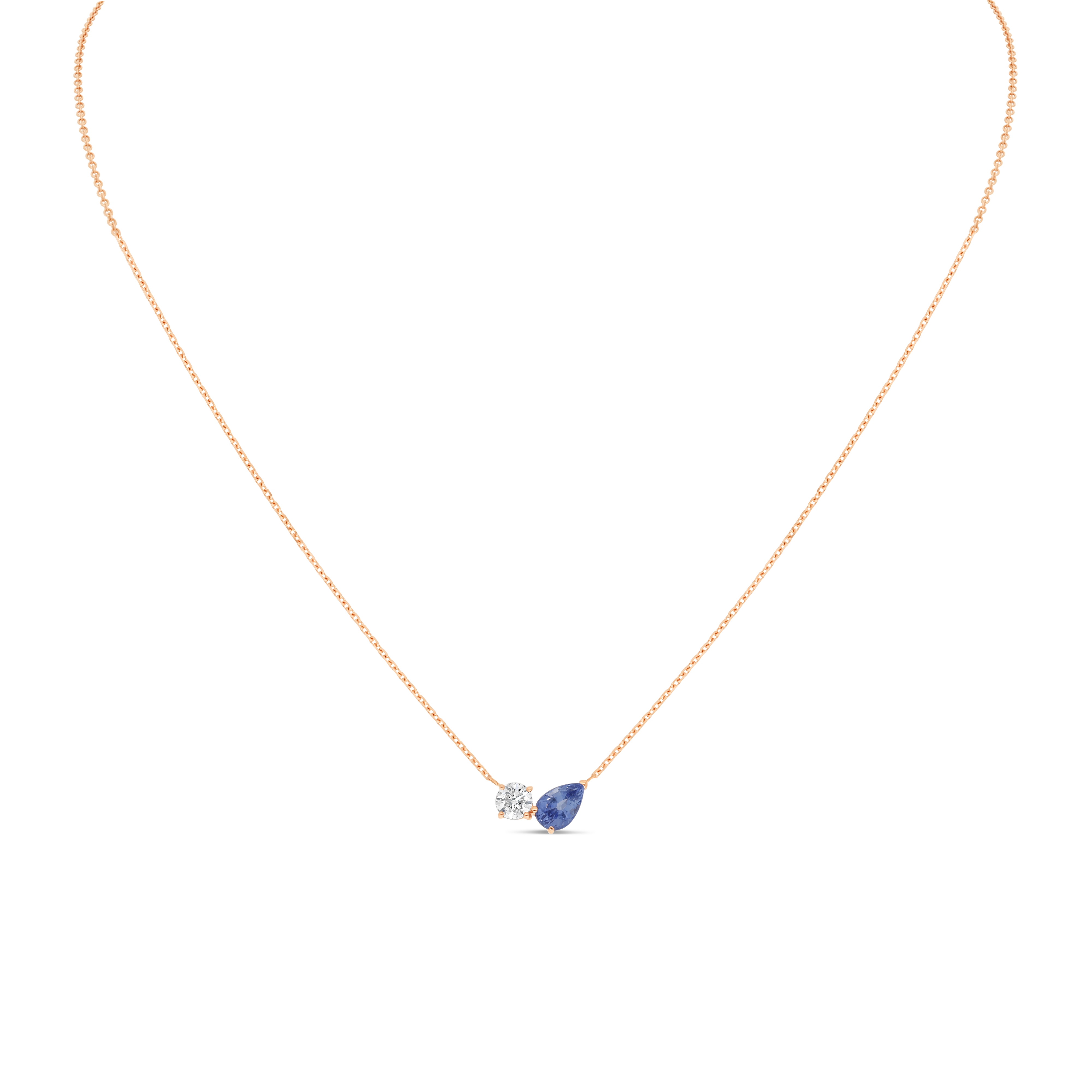 Collier Equilibre Précieux or rose Diamant, Saphir