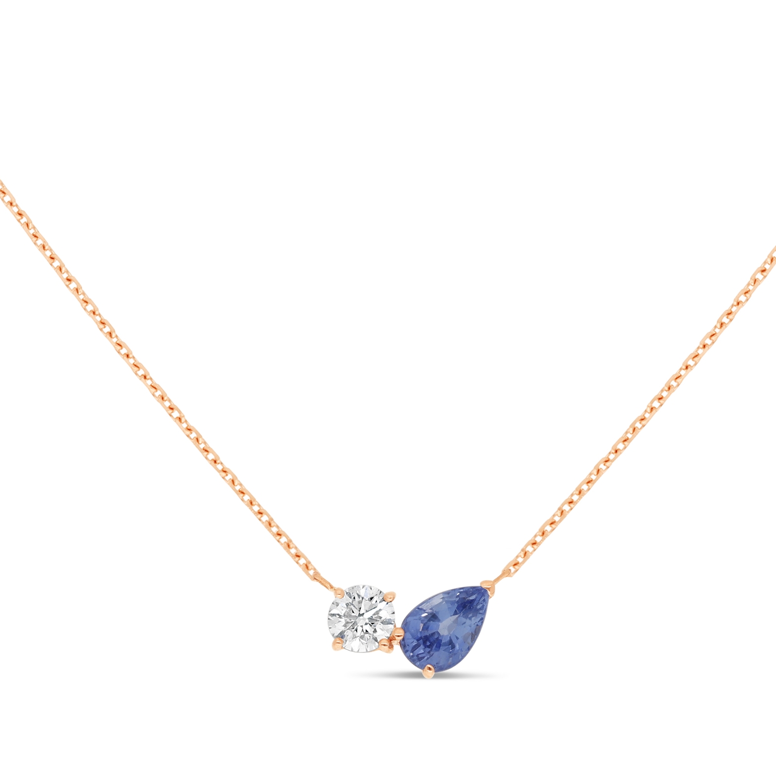Collier Equilibre Précieux or rose Diamant, Saphir