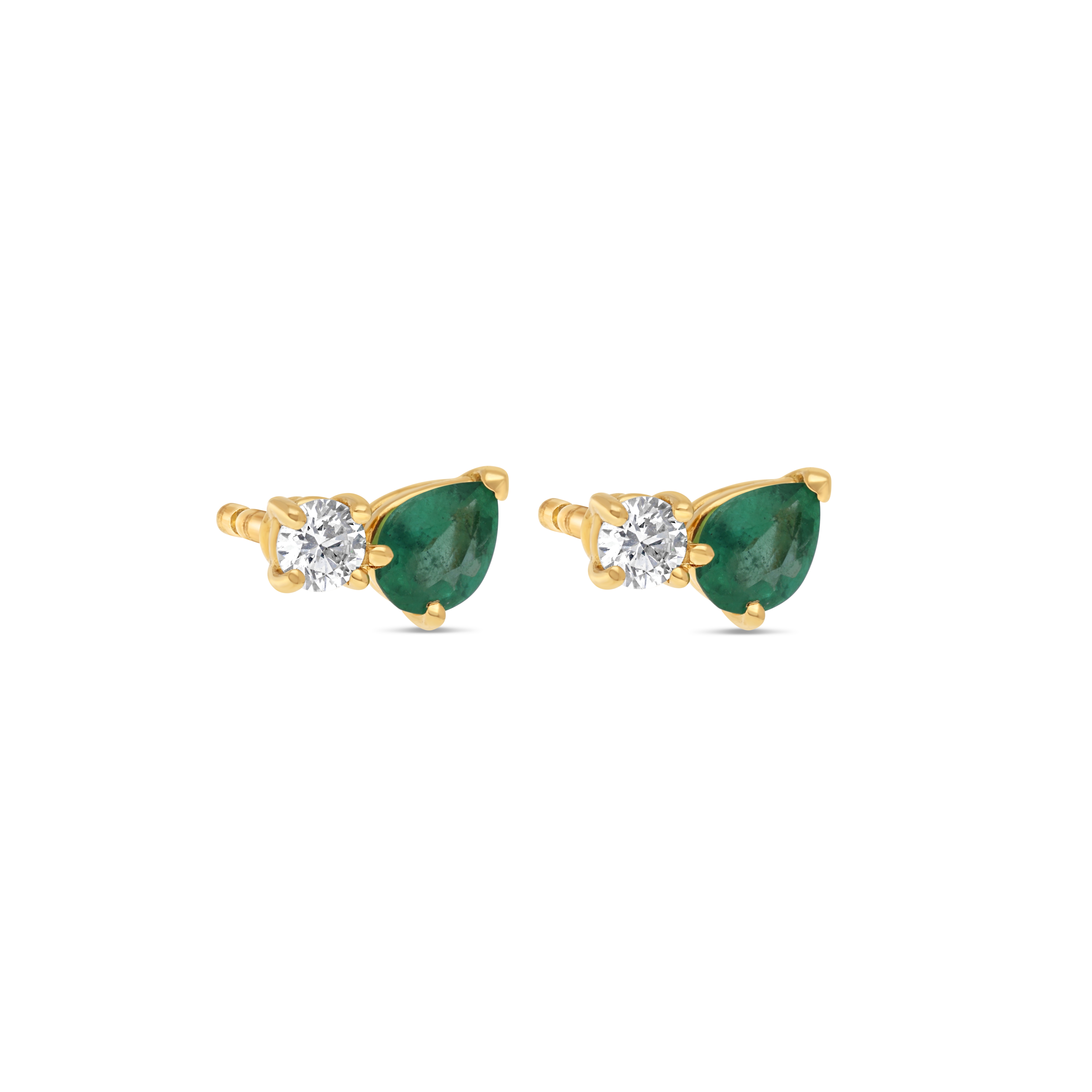 Boucles d'Oreilles Equilibre Précieux or jaune Emeraude, Diamant