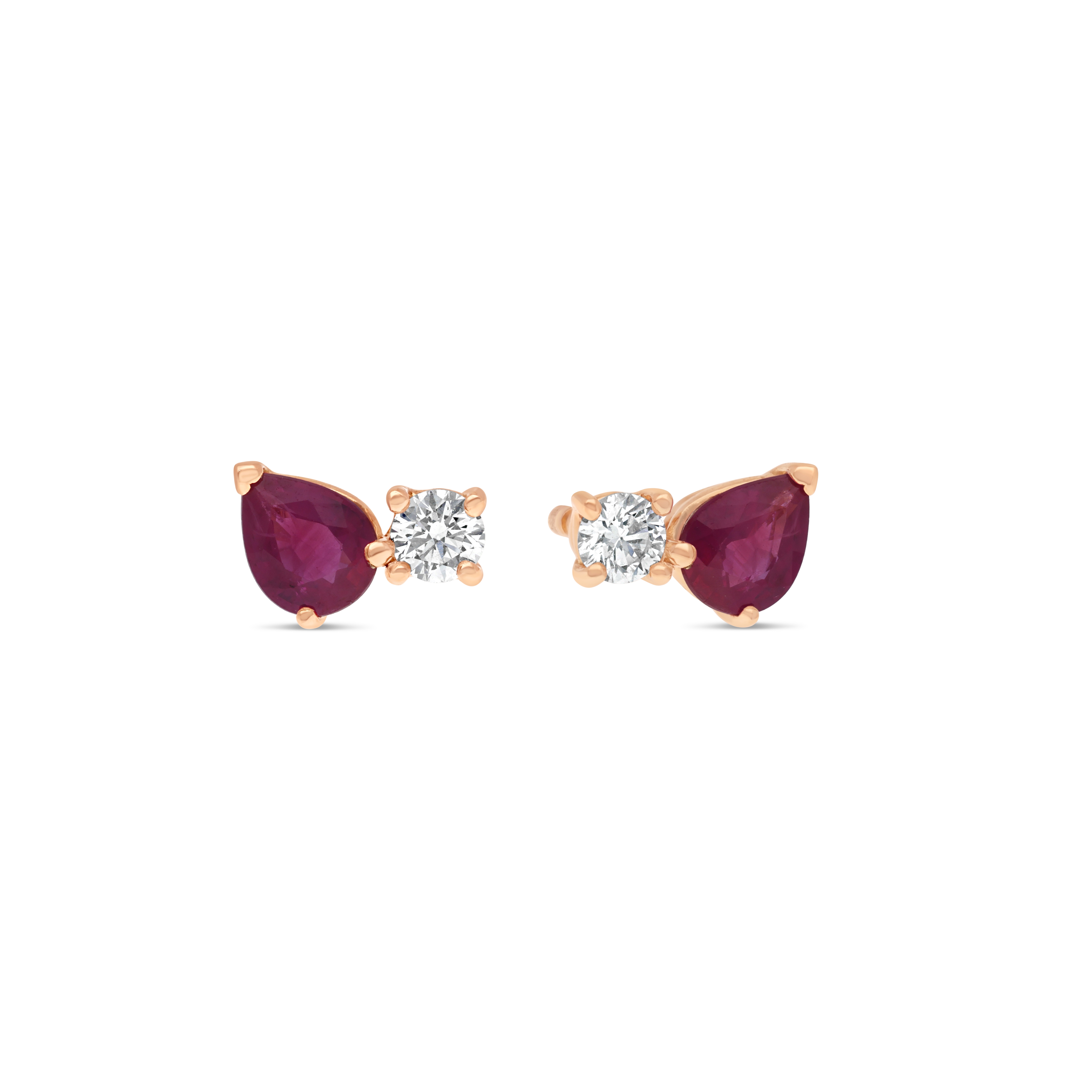 Boucles d'Oreilles Equilibre Précieux or rose Rubis, Diamant
