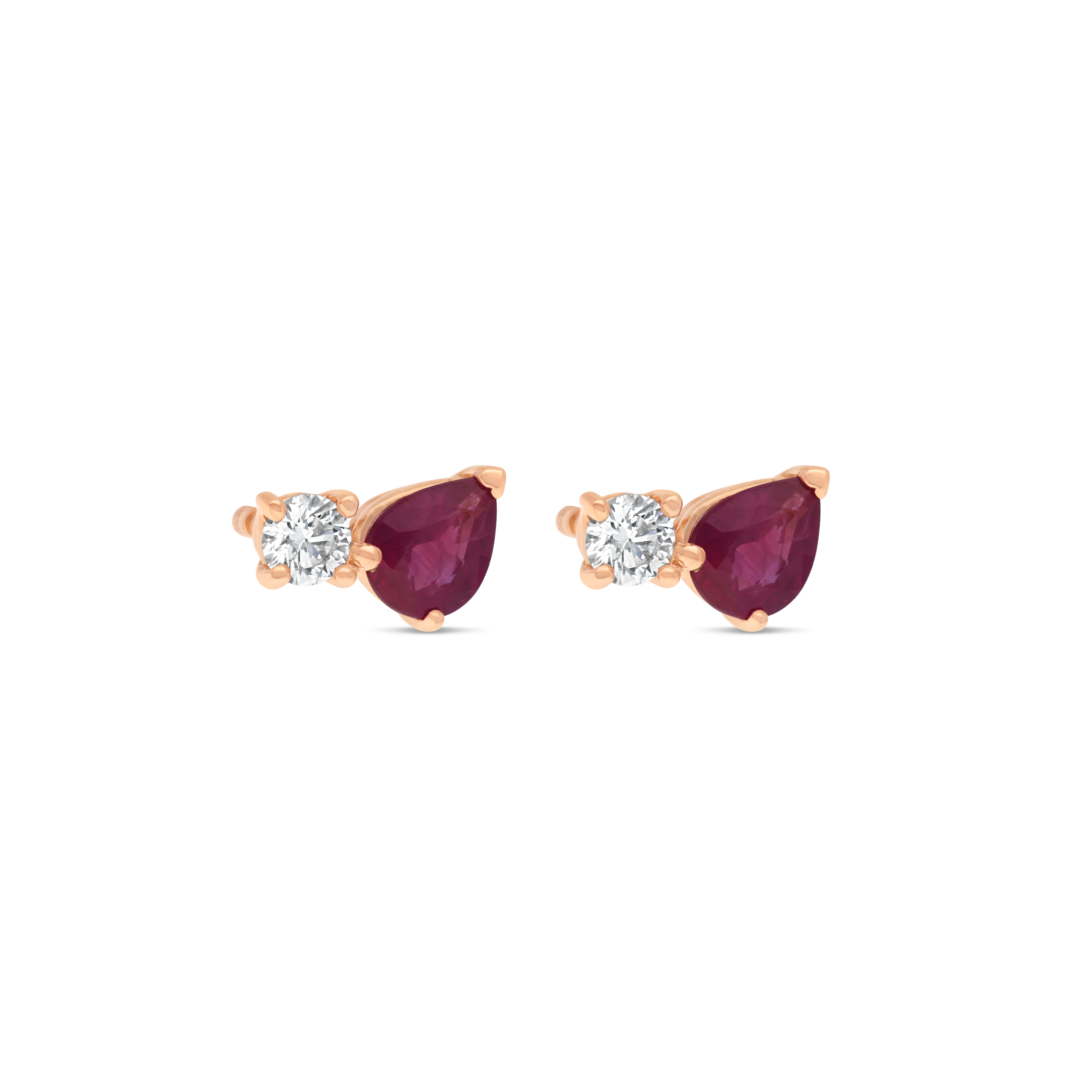 Boucles d'Oreilles Equilibre Précieux or rose Rubis, Diamant
